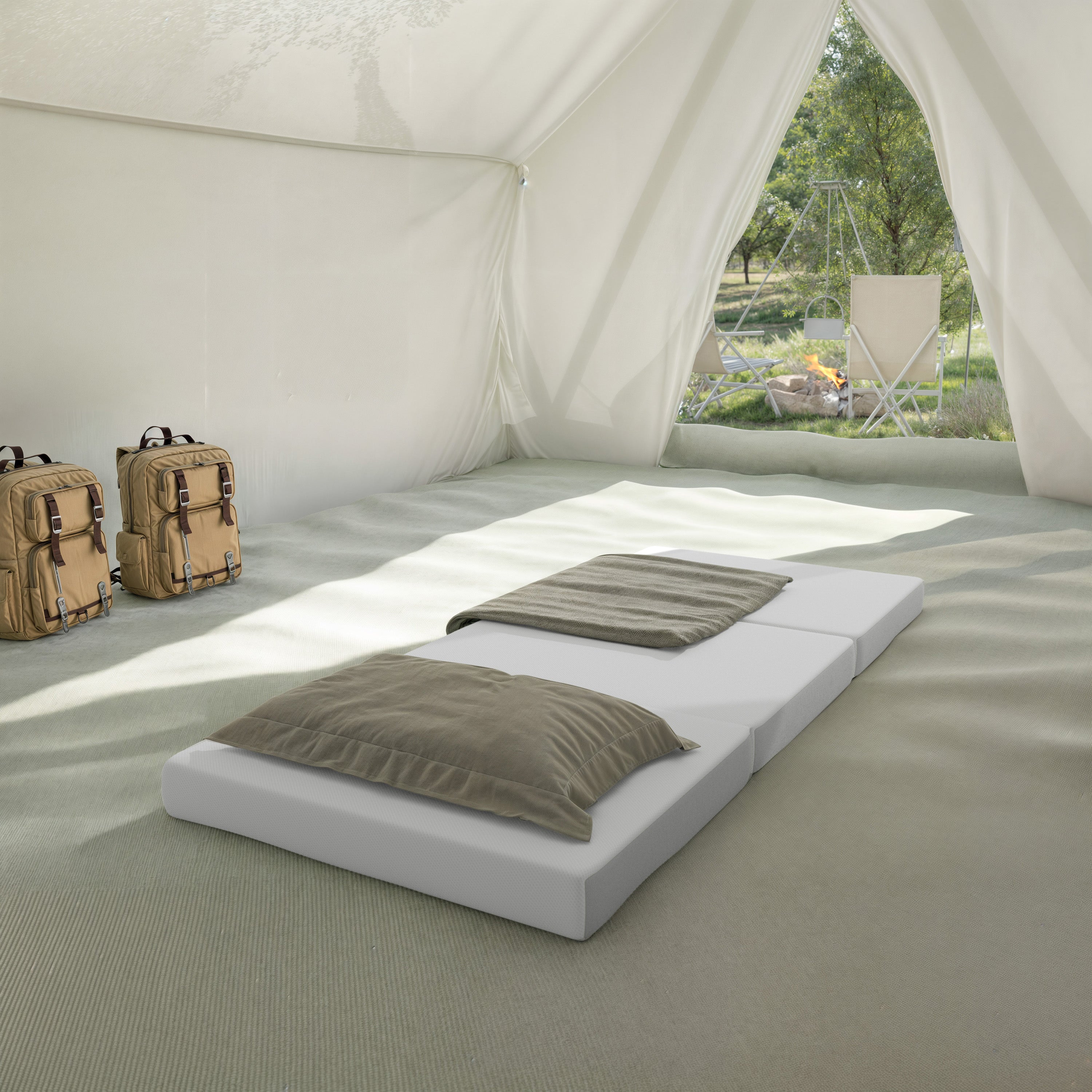 Cloud Portable Tri-Fold 4" Cooling Memory Foam Cot Mattress in a Box with Removable Washable Cover