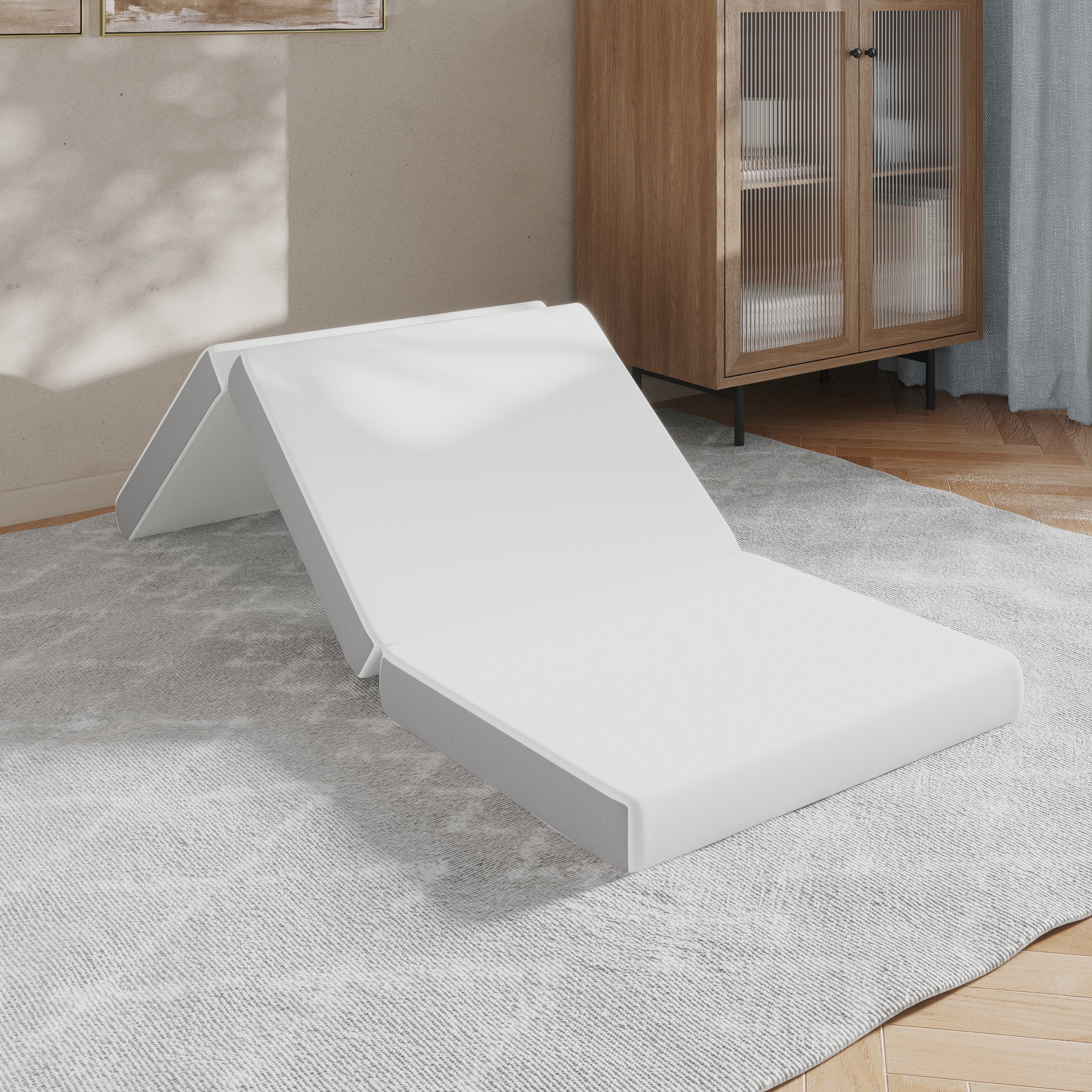 Cloud Portable Tri-Fold 4" Cooling Memory Foam Cot Mattress in a Box with Removable Washable Cover