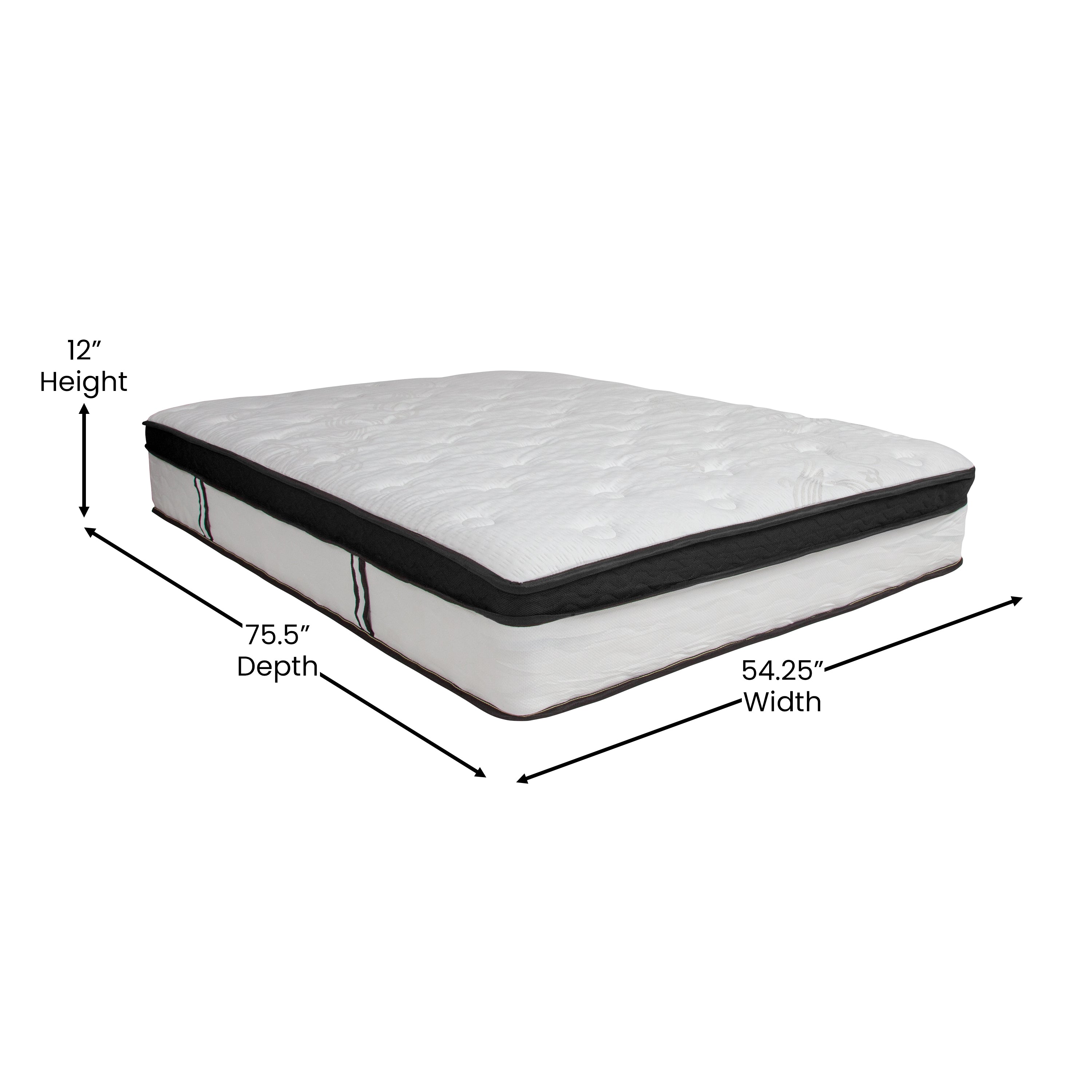 Capri Comfortable Sleep 12 Inch CertiPUR-US Certified Memory Foam & Pocket Spring Mattress, Full Mattress in a Box