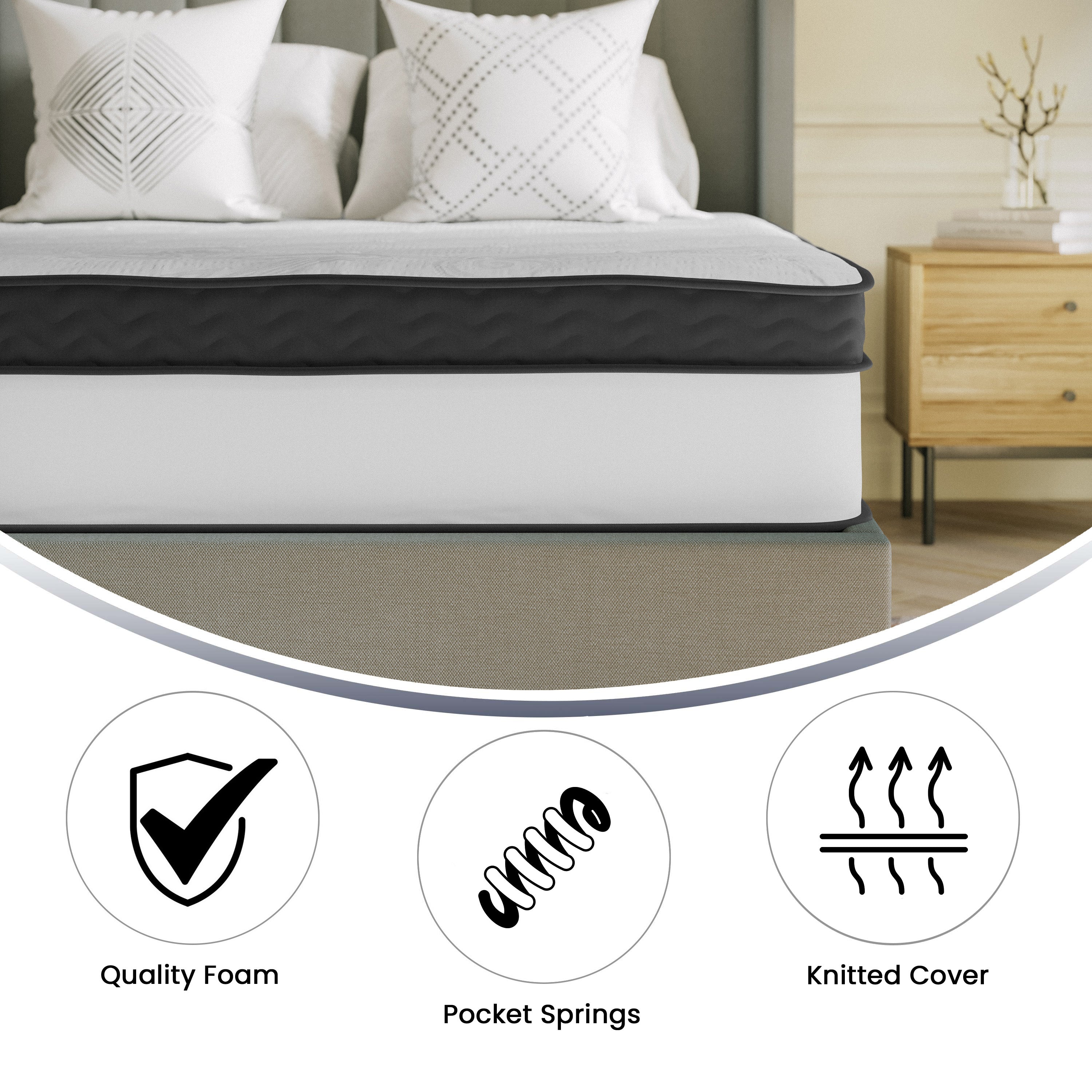 Capri Comfortable Sleep 12 Inch CertiPUR-US Certified Memory Foam & Pocket Spring Mattress, Queen Mattress in a Box