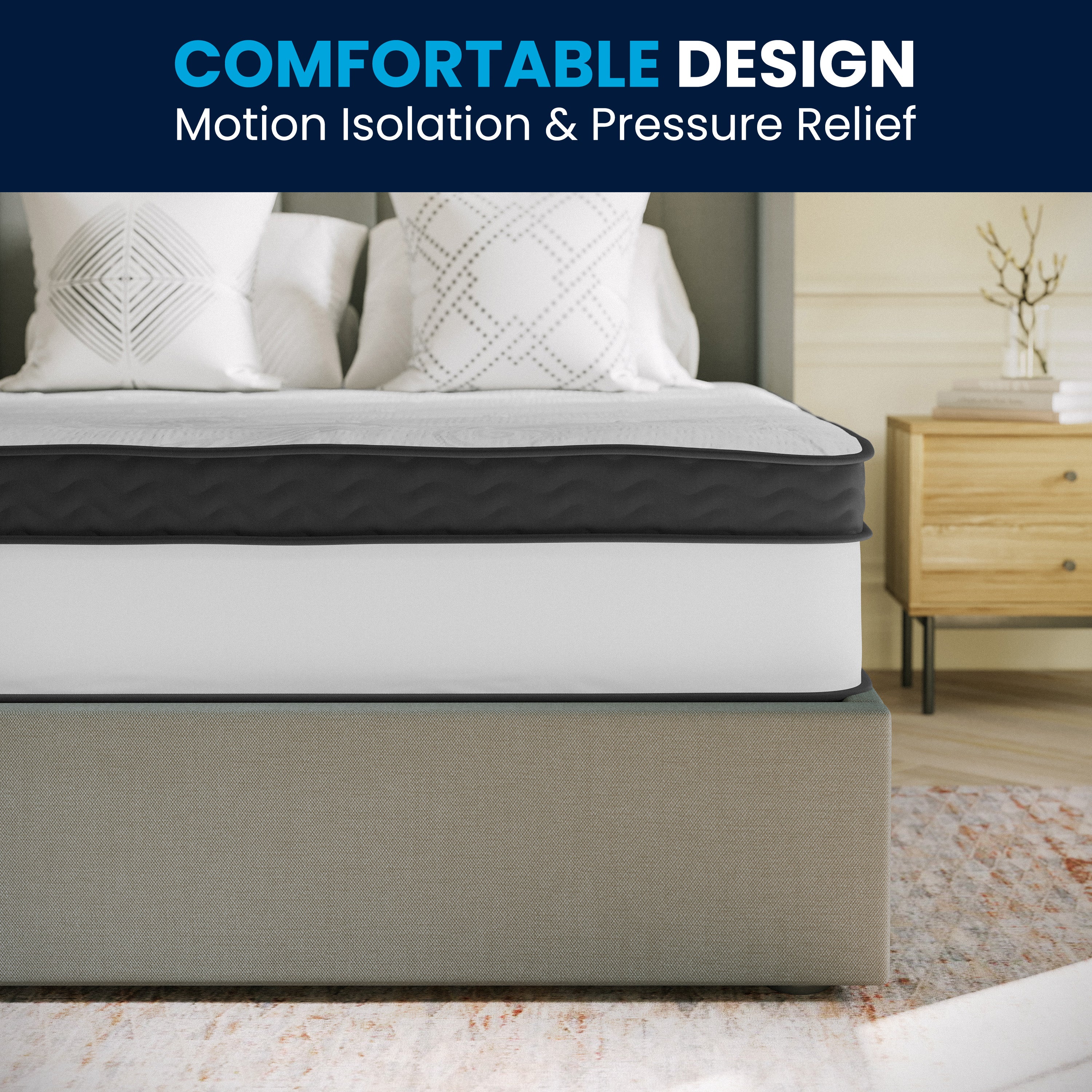 Capri Comfortable Sleep 12 Inch CertiPUR-US Certified Memory Foam & Pocket Spring Mattress, Queen Mattress in a Box