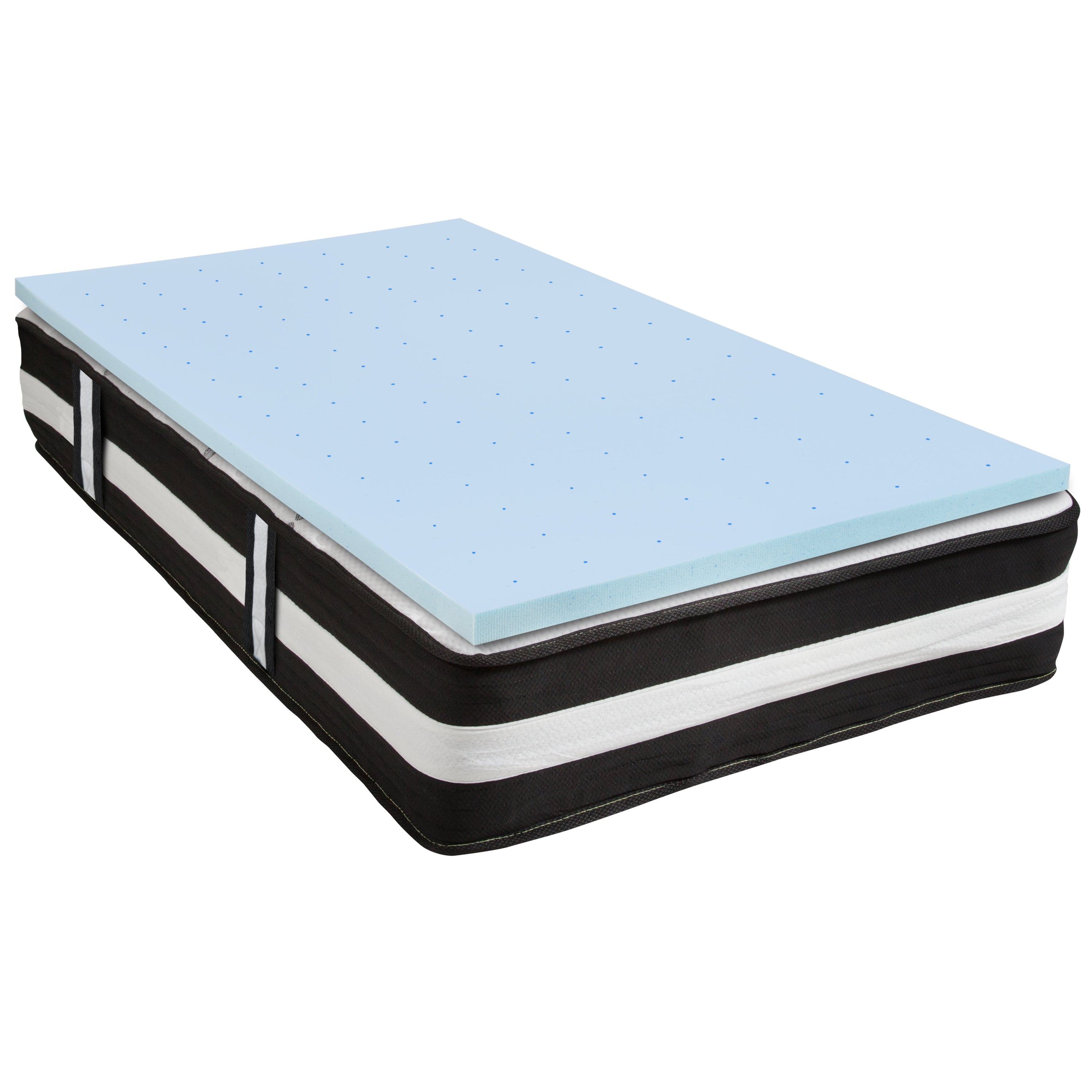 Capri Comfortable Sleep Twin 12 Inch CertiPUR-US Certified Foam Pocket Spring Mattress & 2 inch Gel Memory Foam Topper Bundle