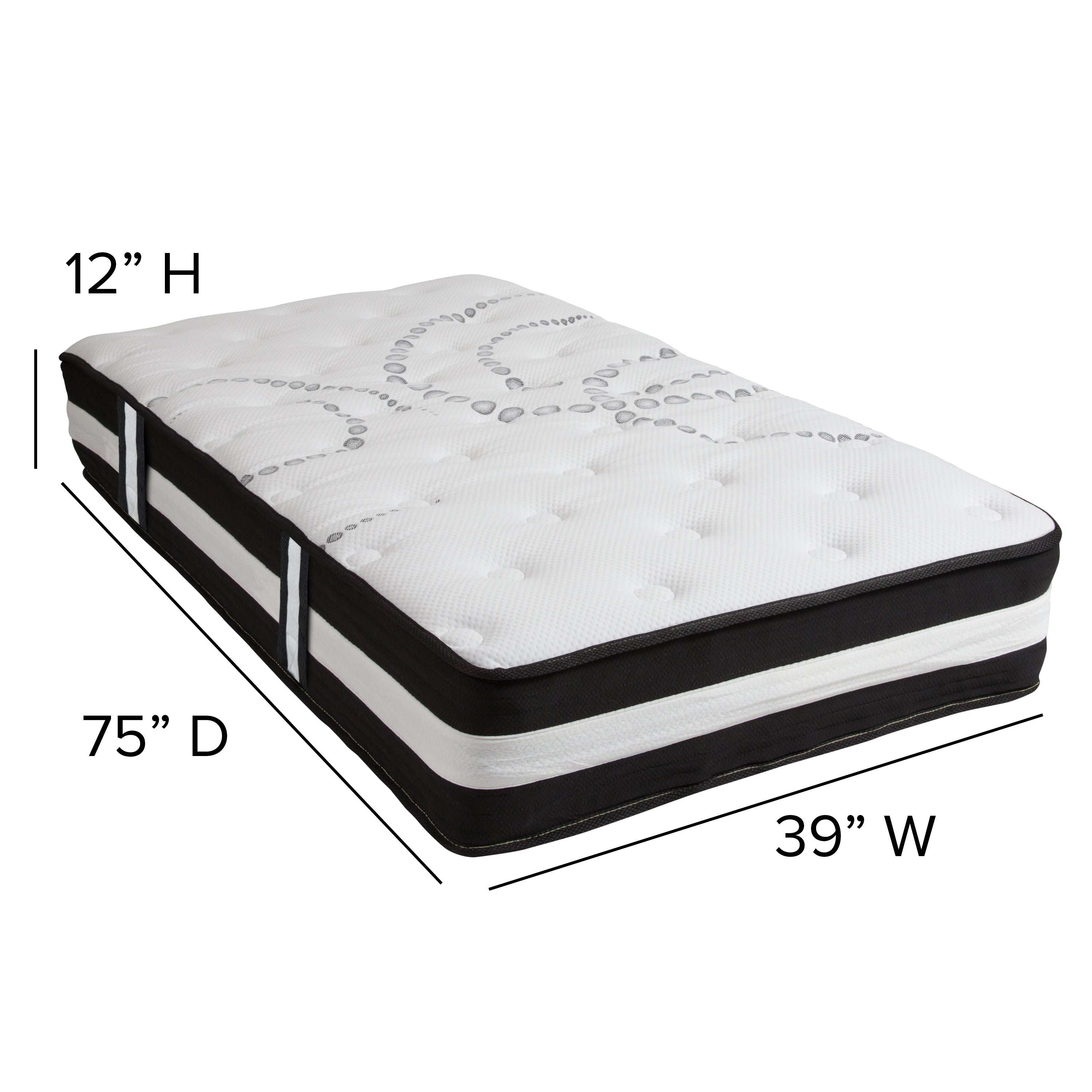 Capri Comfortable Sleep Twin 12 Inch CertiPUR-US Certified Foam Pocket Spring Mattress & 2 inch Gel Memory Foam Topper Bundle