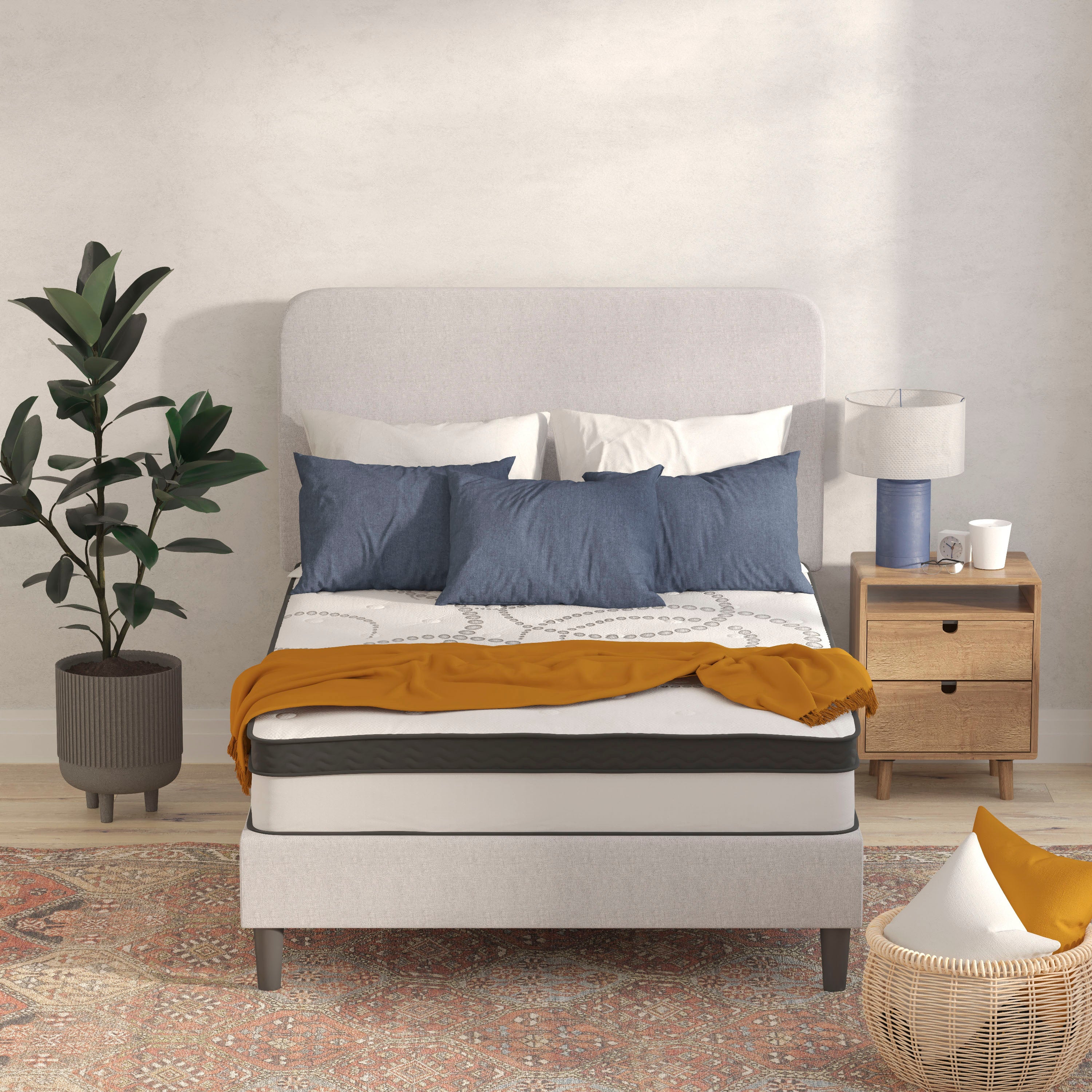 Capri Comfortable Sleep 10 Inch CertiPUR-US Certified Hybrid Pocket Spring Mattress, Full Mattress in a Box