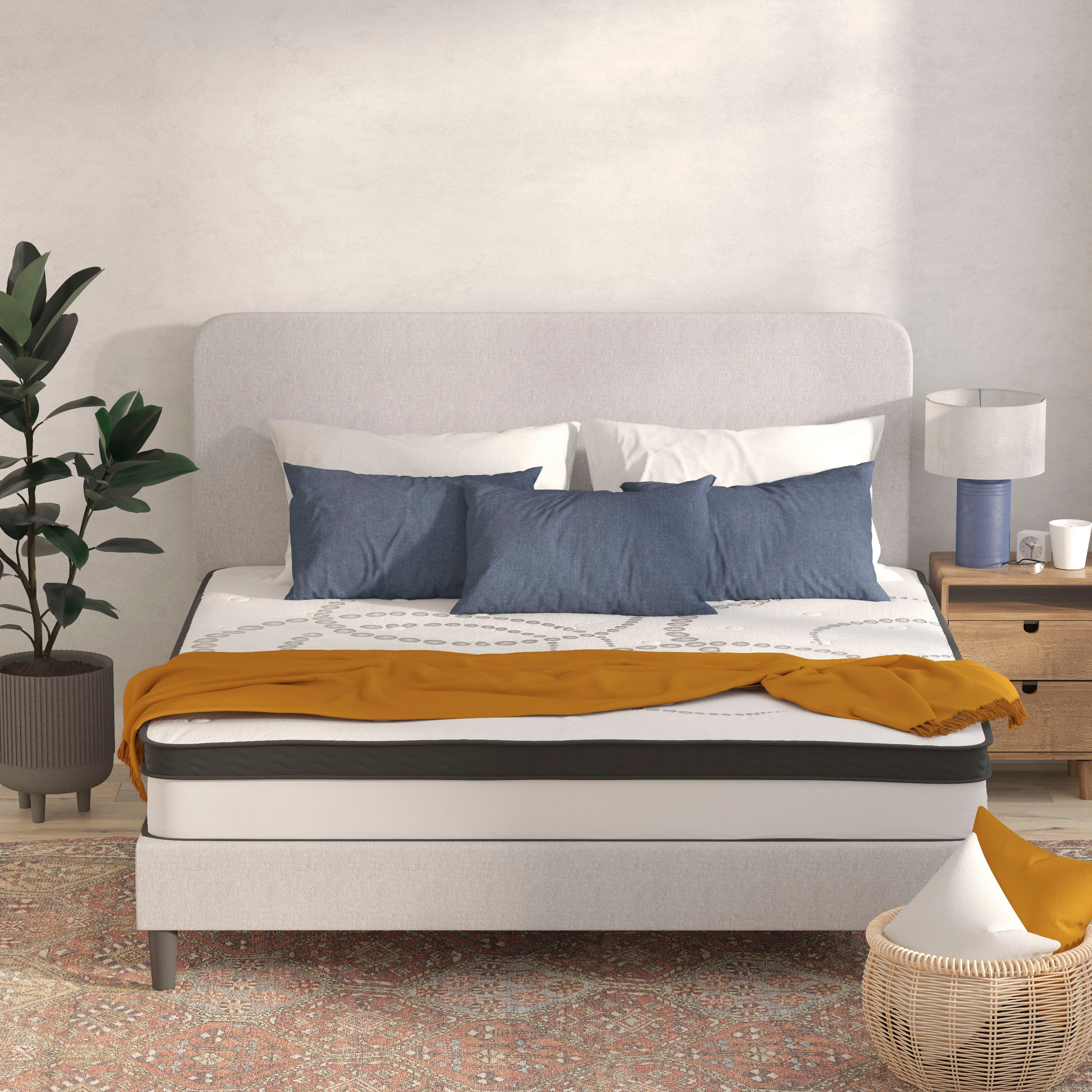 Capri Comfortable Sleep 10 Inch CertiPUR-US Certified Hybrid Pocket Spring Mattress, King Mattress in a Box