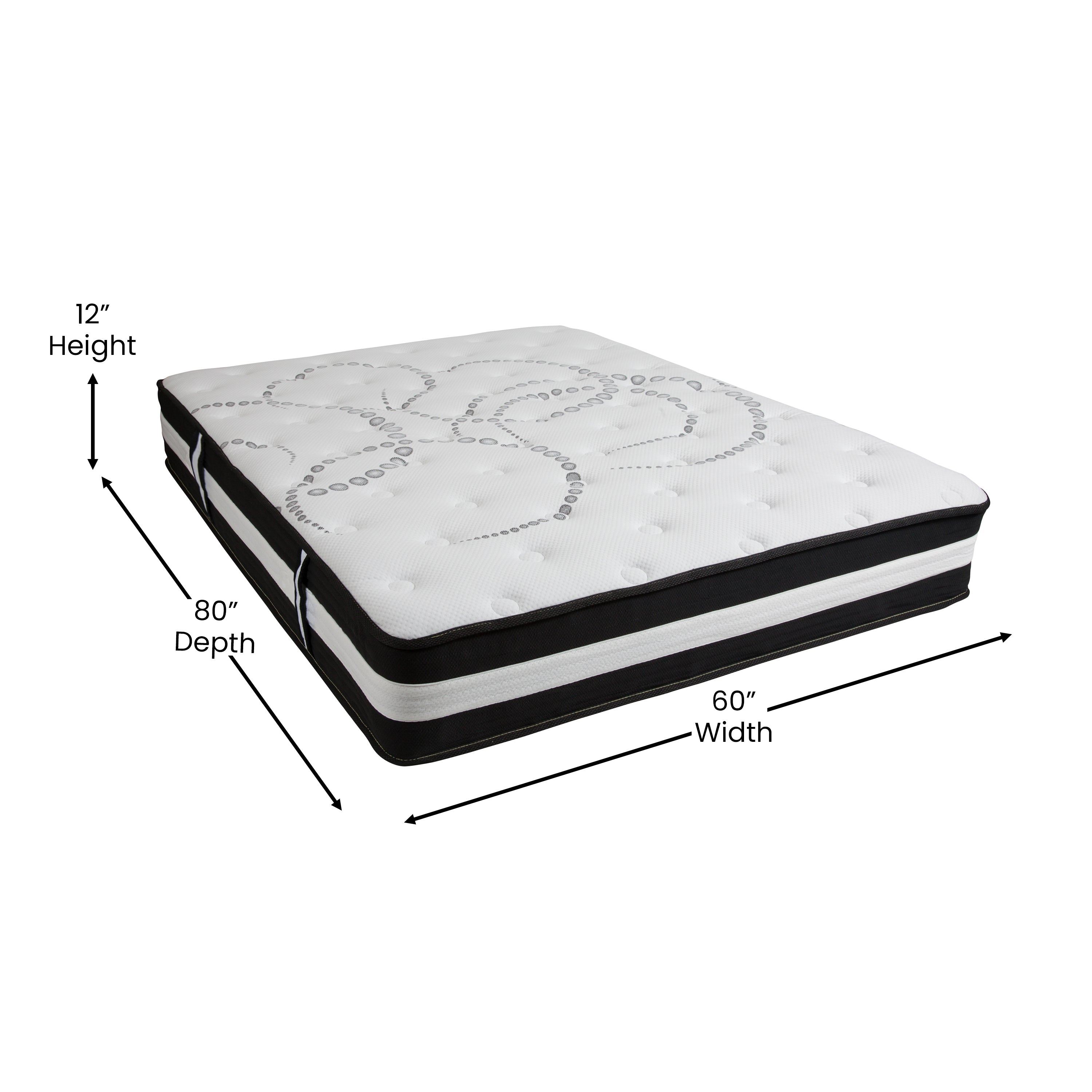 Capri Comfortable Sleep 12 Inch CertiPUR-US Certified Hybrid Pocket Spring Mattress, Queen Mattress in a Box