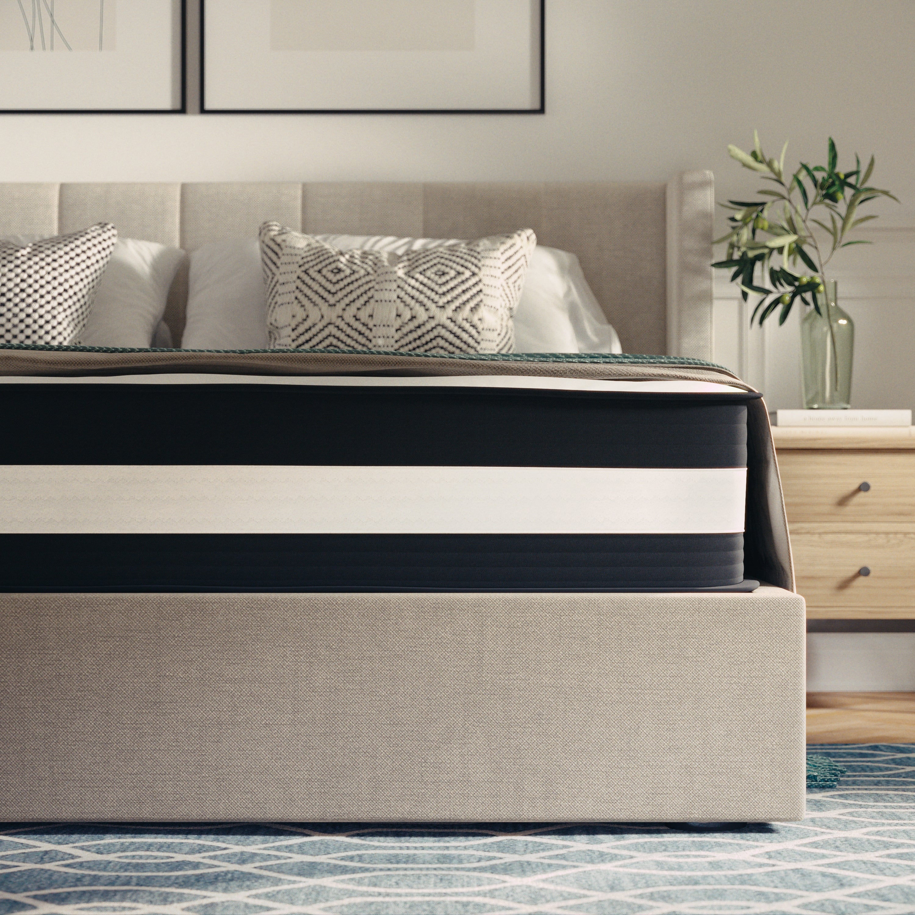 Capri Comfortable Sleep 12 Inch CertiPUR-US Certified Hybrid Pocket Spring Mattress, Queen Mattress in a Box