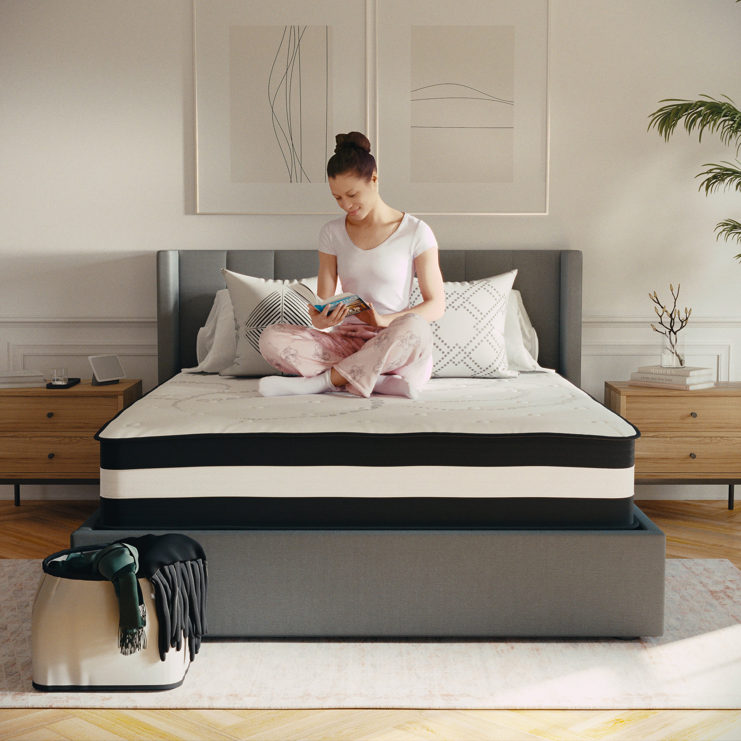 Capri Comfortable Sleep 12 Inch CertiPUR-US Certified Hybrid Pocket Spring Mattress, Queen Mattress in a Box