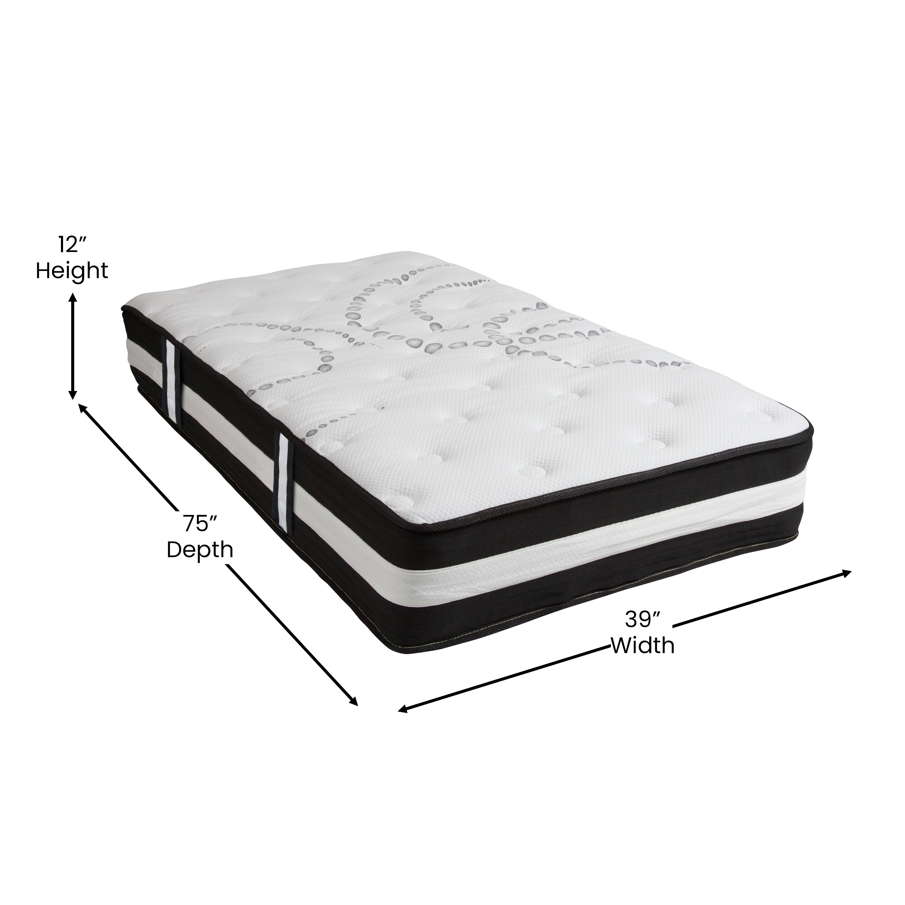 Capri Comfortable Sleep 12 Inch CertiPUR-US Certified Hybrid Pocket Spring Mattress, Twin Mattress in a Box