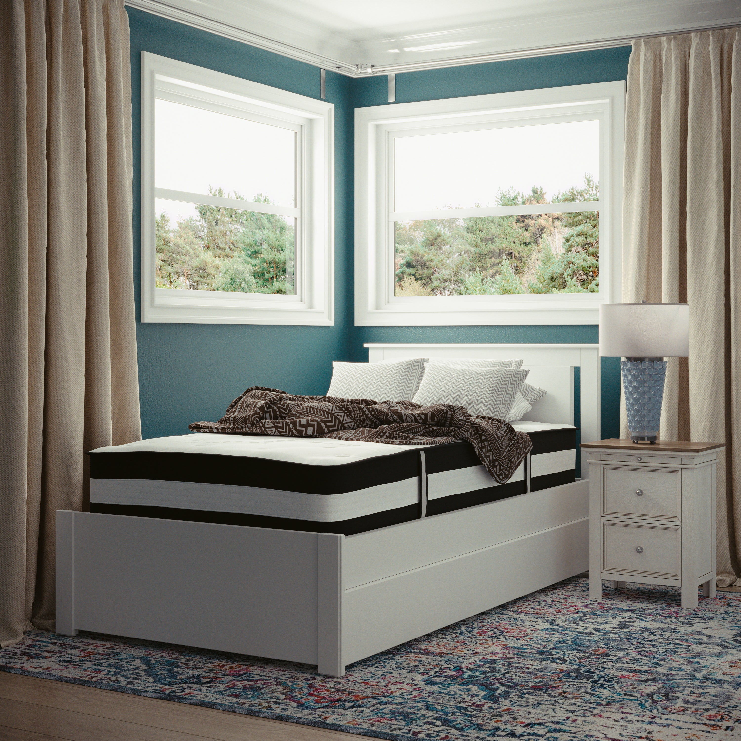 Capri Comfortable Sleep 12 Inch CertiPUR-US Certified Hybrid Pocket Spring Mattress, Twin Mattress in a Box