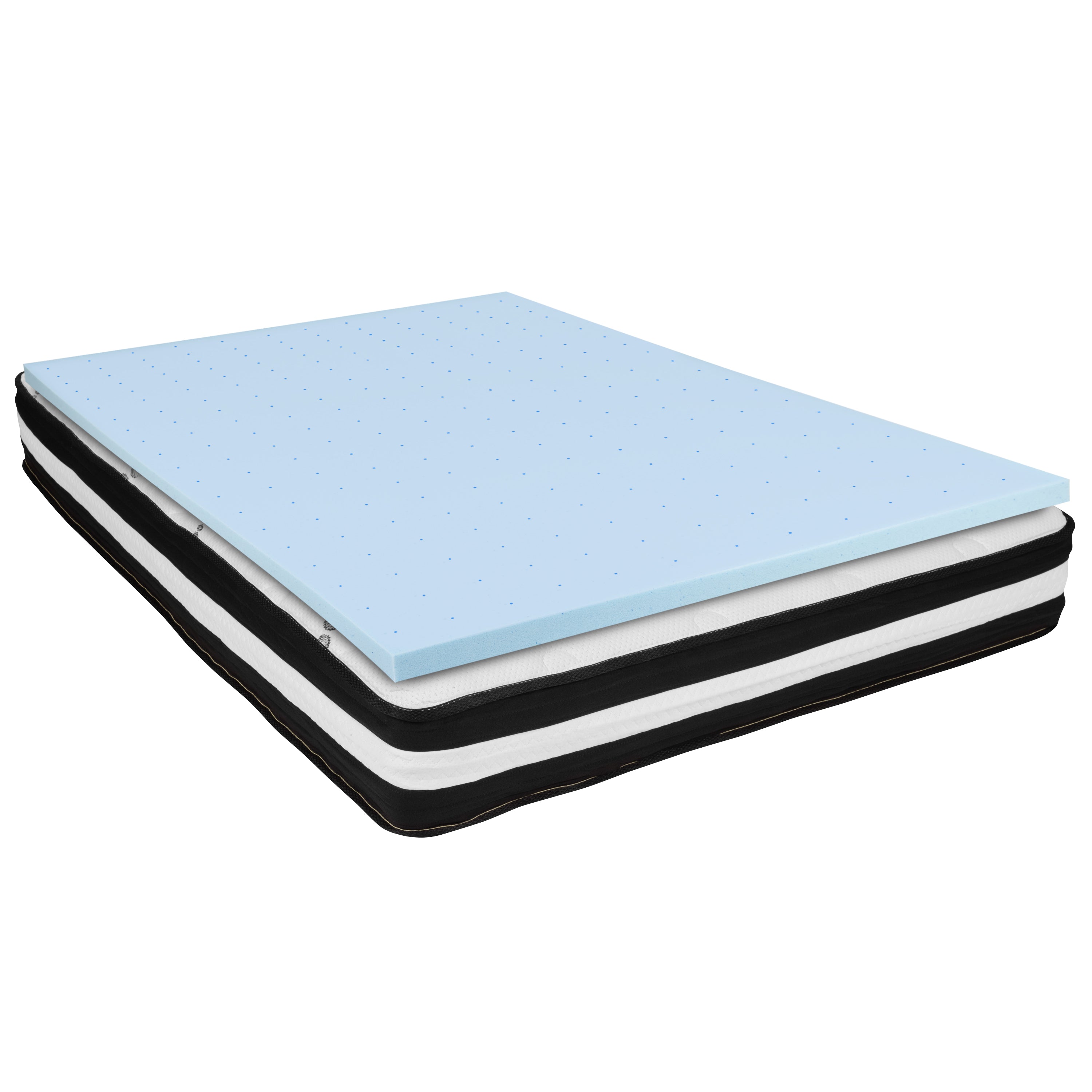 Capri Comfortable Sleep Full 10 Inch CertiPUR-US Certified Foam Pocket Spring Mattress & 2 inch Gel Memory Foam Topper Bundle