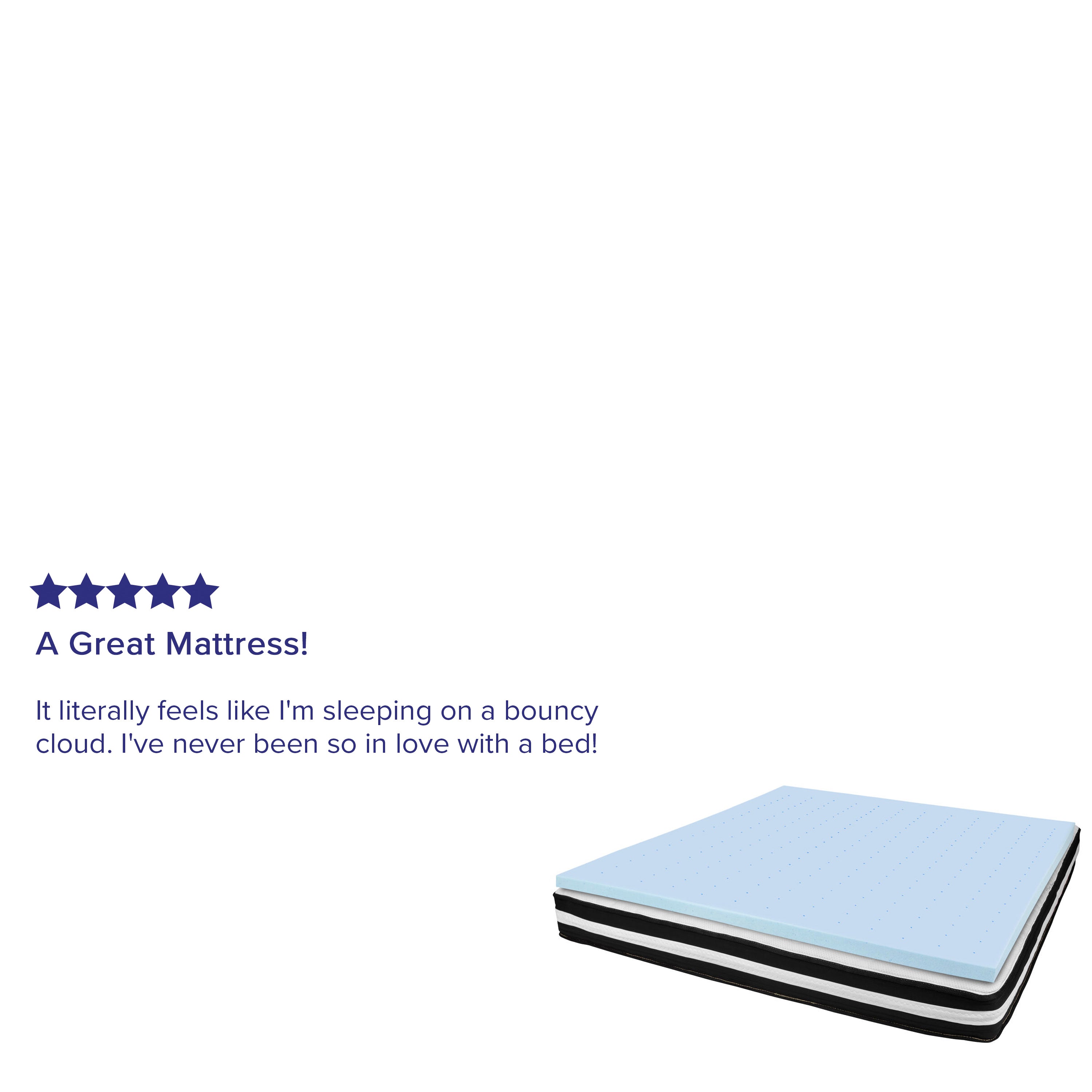 Capri Comfortable Sleep King 10 Inch CertiPUR-US Certified Foam Pocket Spring Mattress & 2 inch Gel Memory Foam Topper Bundle