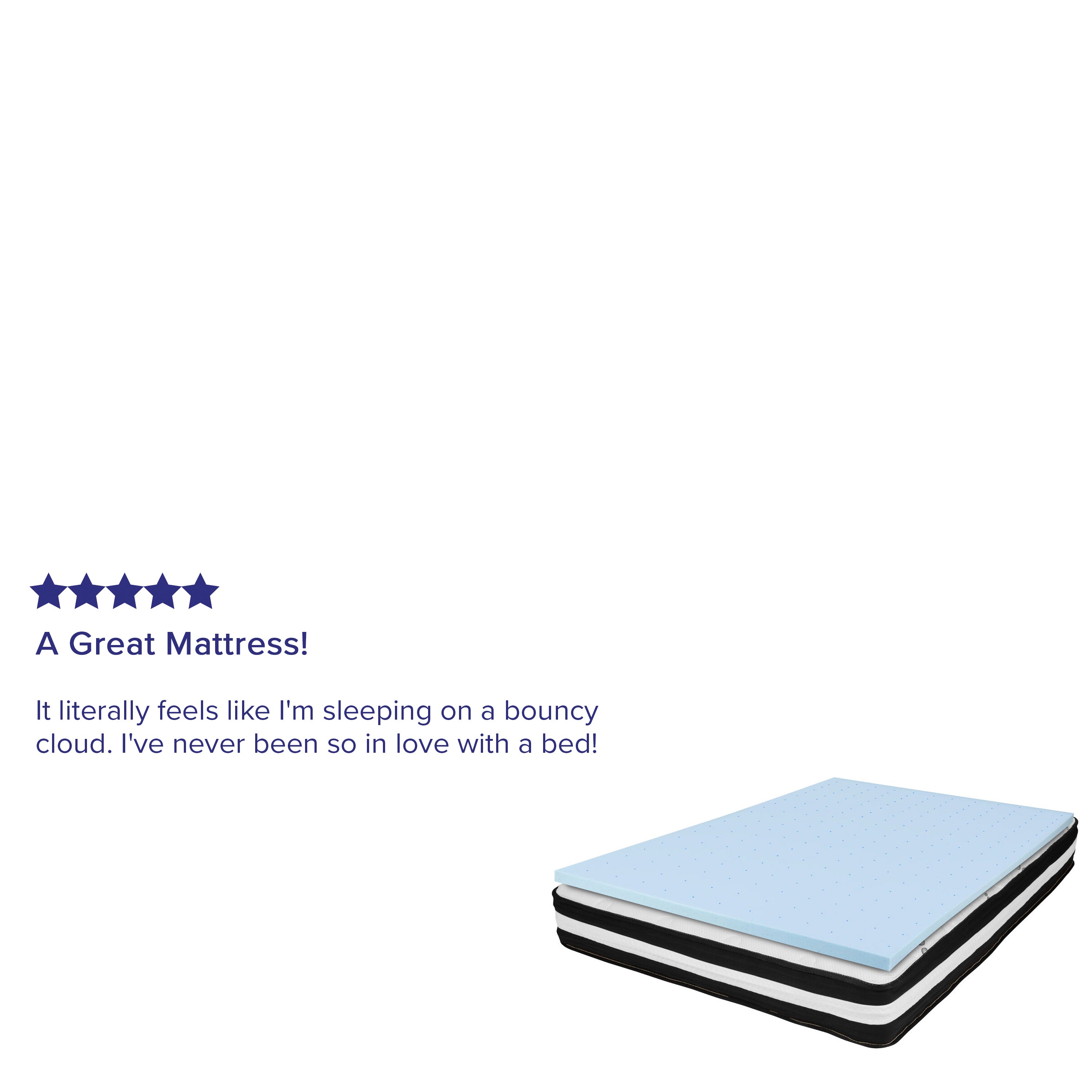 Capri Comfortable Sleep Full 10 Inch CertiPUR-US Certified Foam Pocket Spring Mattress & 3 inch Gel Memory Foam Topper Bundle