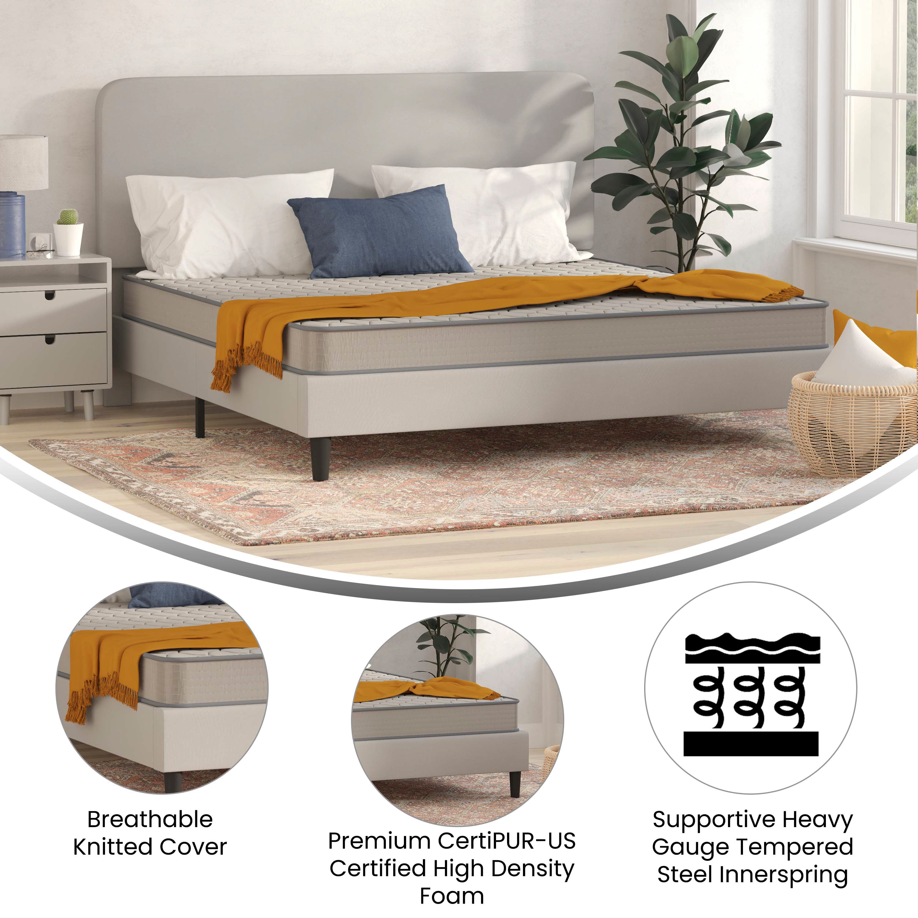 Capri Comfortable Sleep 6 Inch CertiPUR-US Certified Spring Mattress, King Mattress in a Box