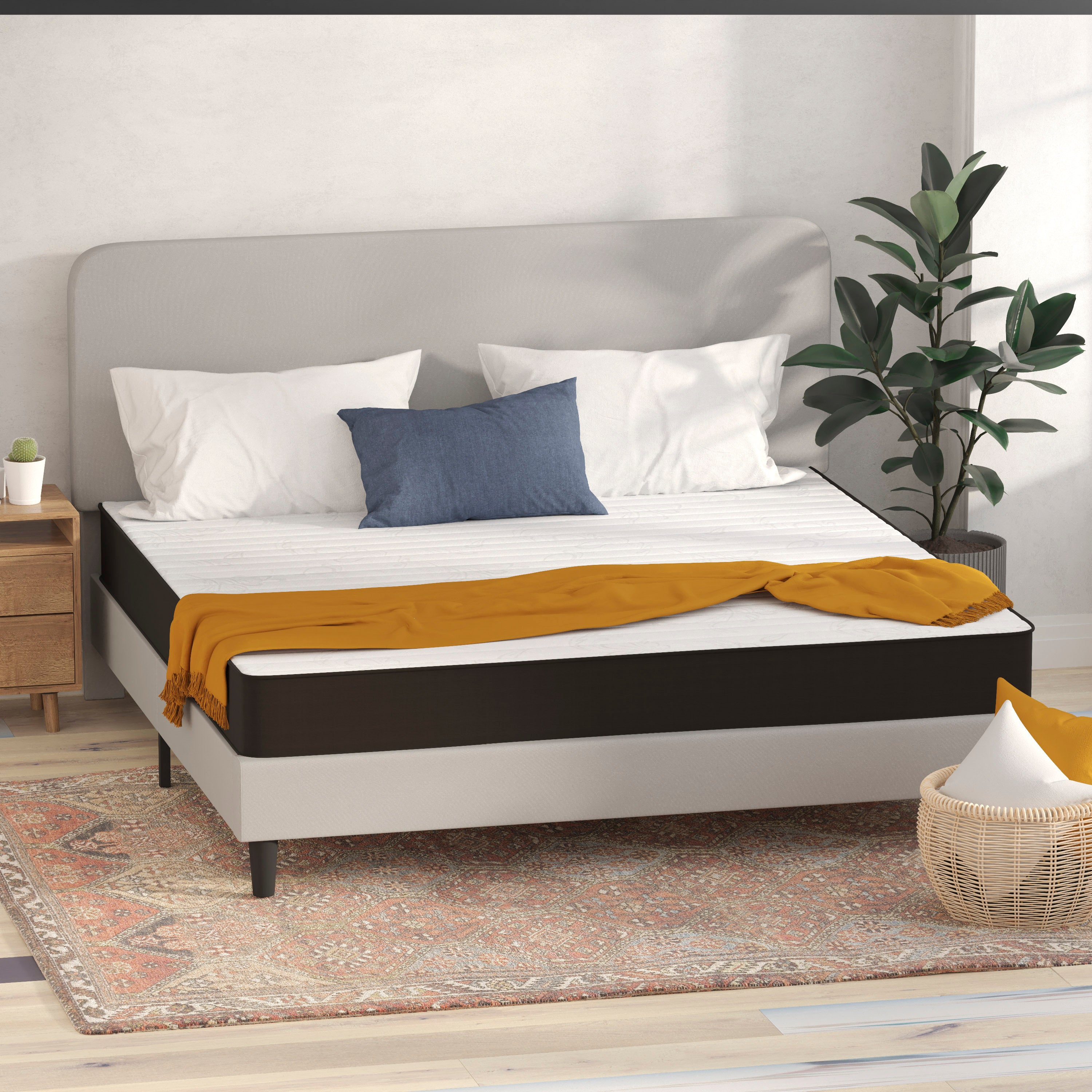 Capri Comfortable Sleep 8 Inch CertiPUR-US Certified Foam and Innerspring Hybrid Mattress, King Mattress in a Box