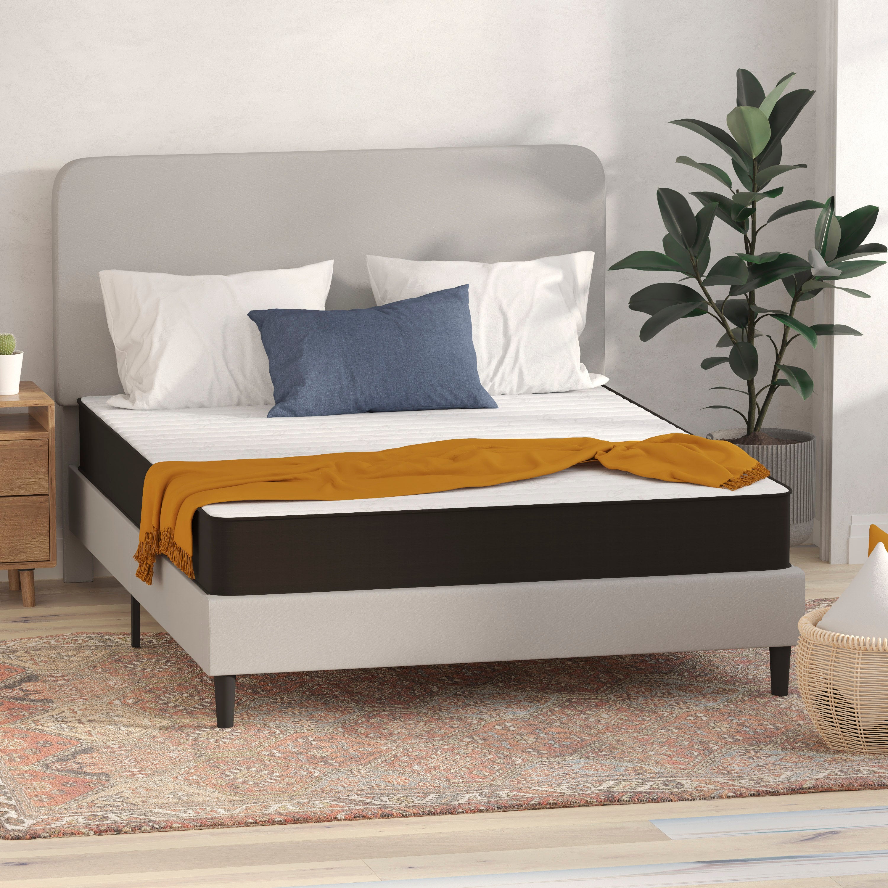 Capri Comfortable Sleep 8 Inch CertiPUR-US Certified Foam and Innerspring Hybrid Mattress, Queen Mattress in a Box