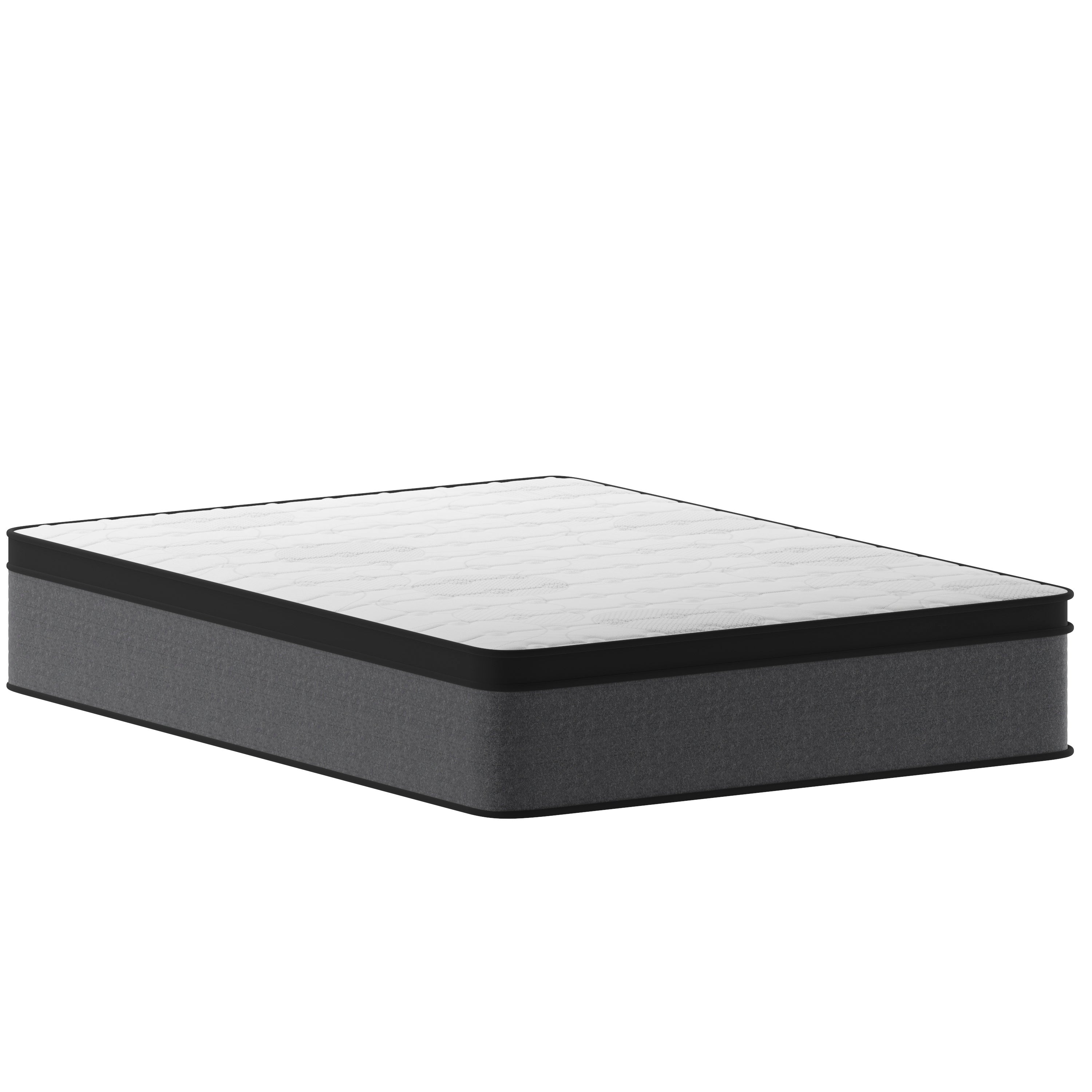 Capri Comfortable Sleep Euro Pillow Top 13 Inch CertiPUR-US Certified Hybrid Pocket Spring Mattress, Supportive Relief, Mattress in a Box, Full