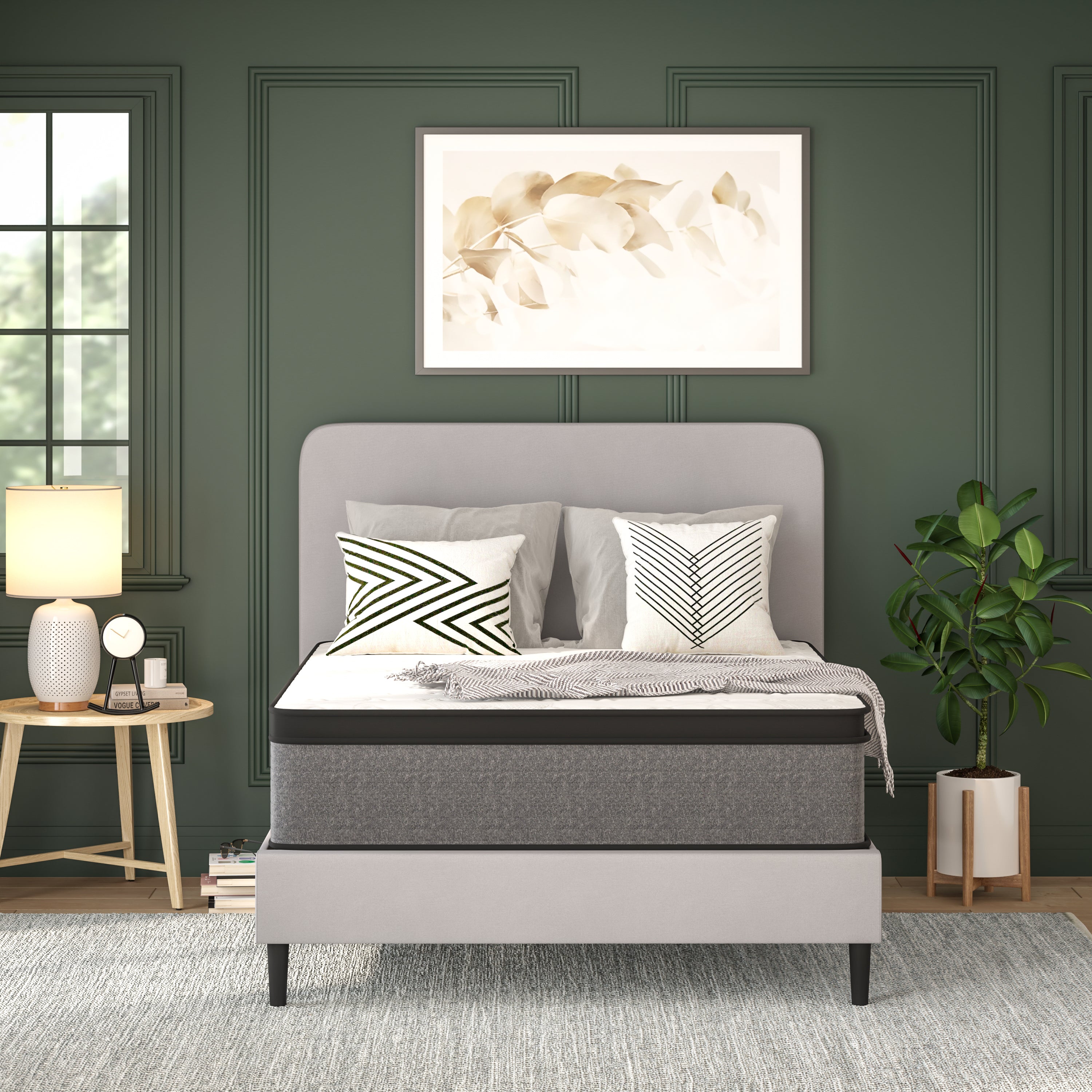 Capri Comfortable Sleep Euro Pillow Top 13 Inch CertiPUR-US Certified Hybrid Pocket Spring Mattress, Supportive Relief, Mattress in a Box, Full