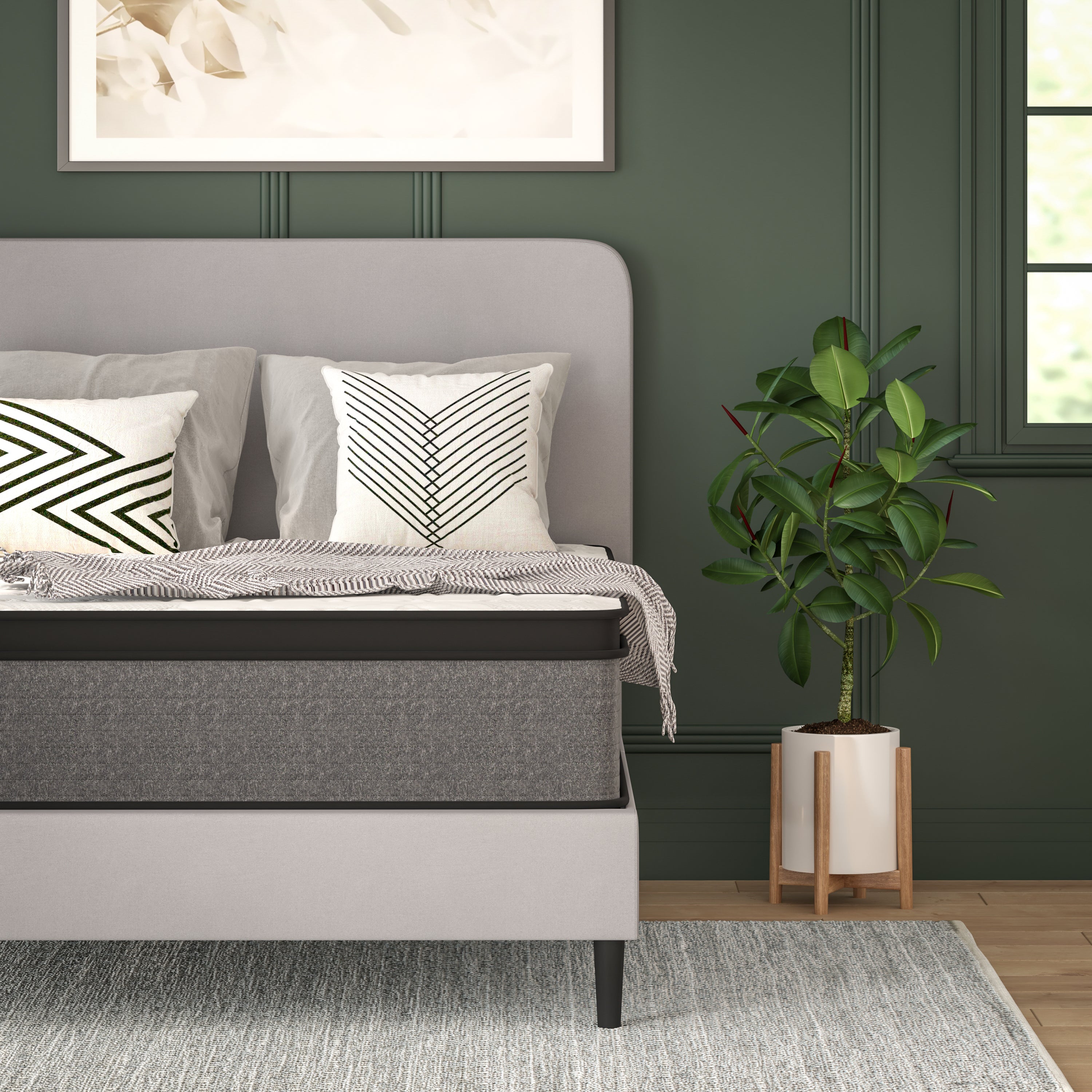 Capri Comfortable Sleep Euro Pillow Top 13 Inch CertiPUR-US Certified Hybrid Pocket Spring Mattress, Supportive Relief, Mattress in a Box, Full