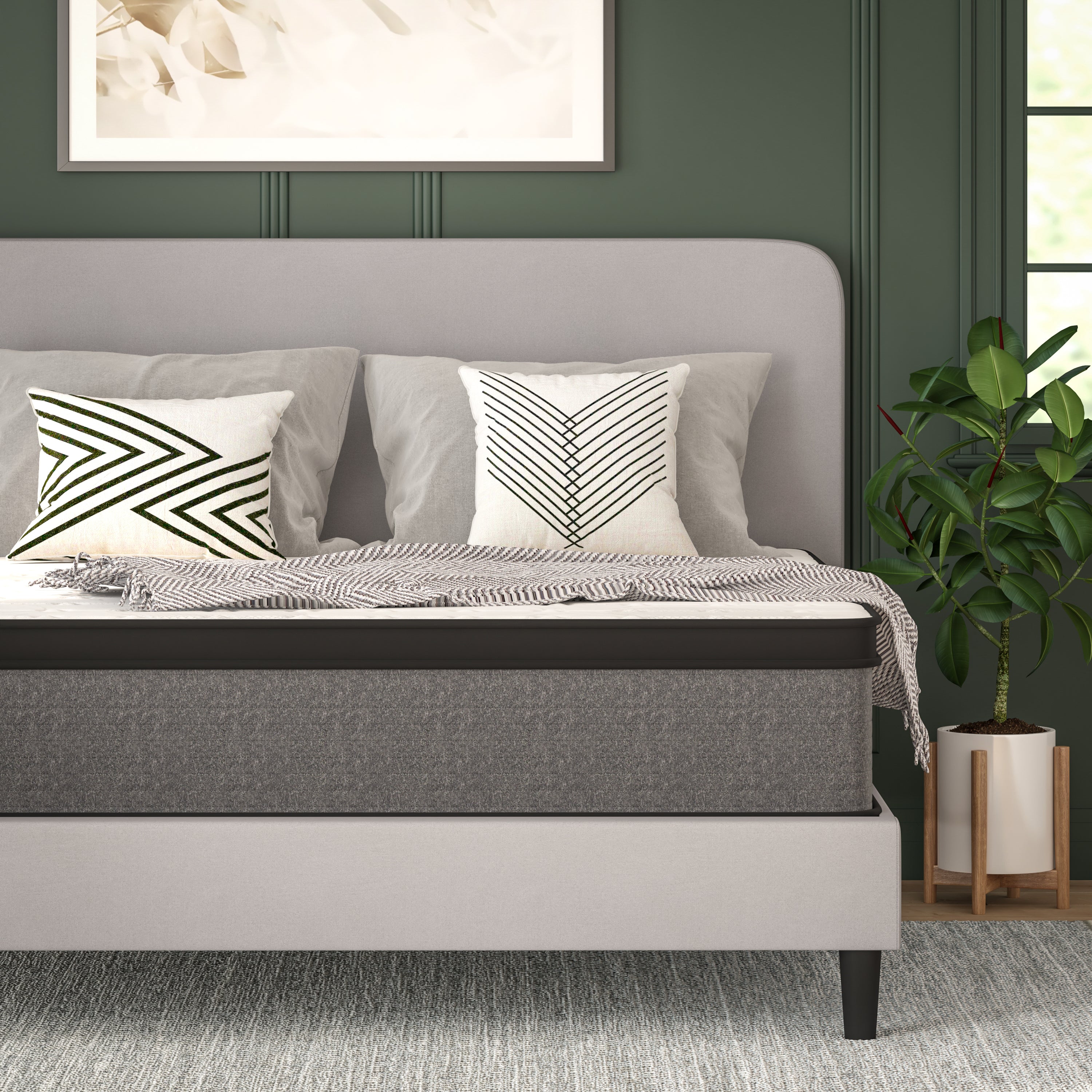 Capri Comfortable Sleep Euro Pillow Top 13 Inch CertiPUR-US Certified Hybrid Pocket Spring Mattress, Supportive Relief, Mattress in a Box, King