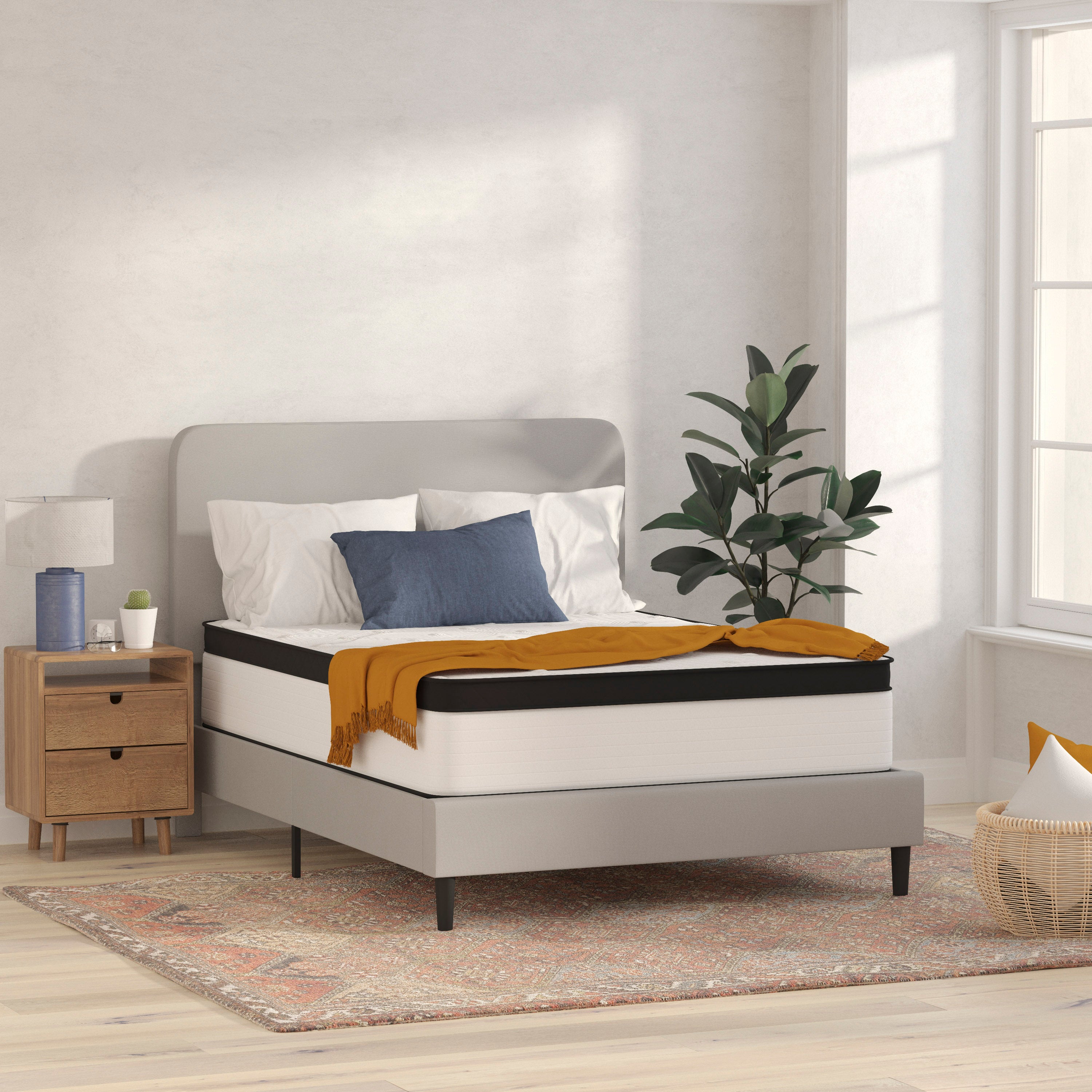 Capri Comfortable Sleep Firm 12 Inch CertiPUR-US Certified Hybrid Pocket Spring Mattress, Extra Firm Feel, Durable Support, Full Mattress in a Box