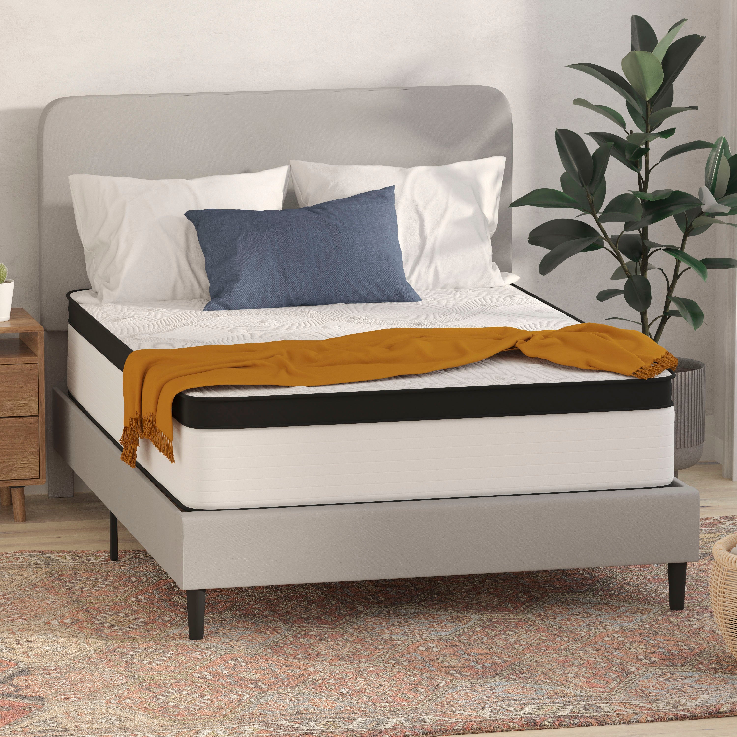 Capri Comfortable Sleep Firm 12 Inch CertiPUR-US Certified Hybrid Pocket Spring Mattress, Extra Firm Feel, Durable Support, Full Mattress in a Box