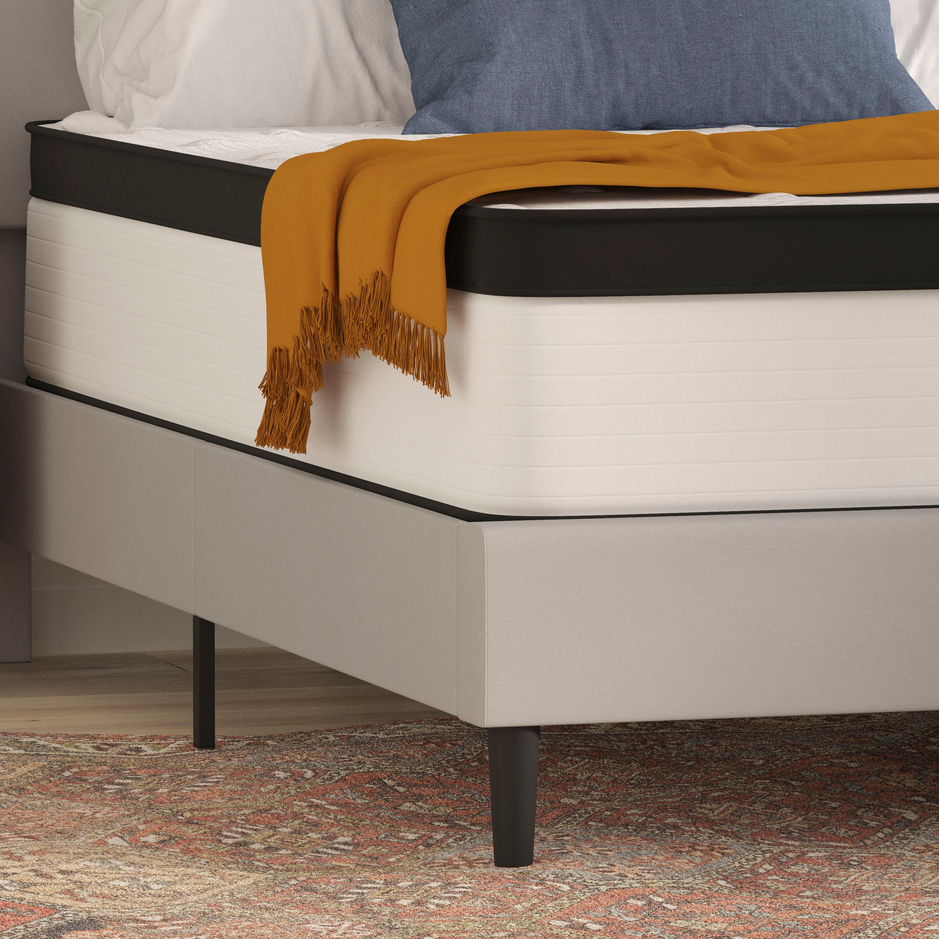 Capri Comfortable Sleep Firm 12 Inch CertiPUR-US Certified Hybrid Pocket Spring Mattress, Extra Firm Feel, Durable Support, Full Mattress in a Box