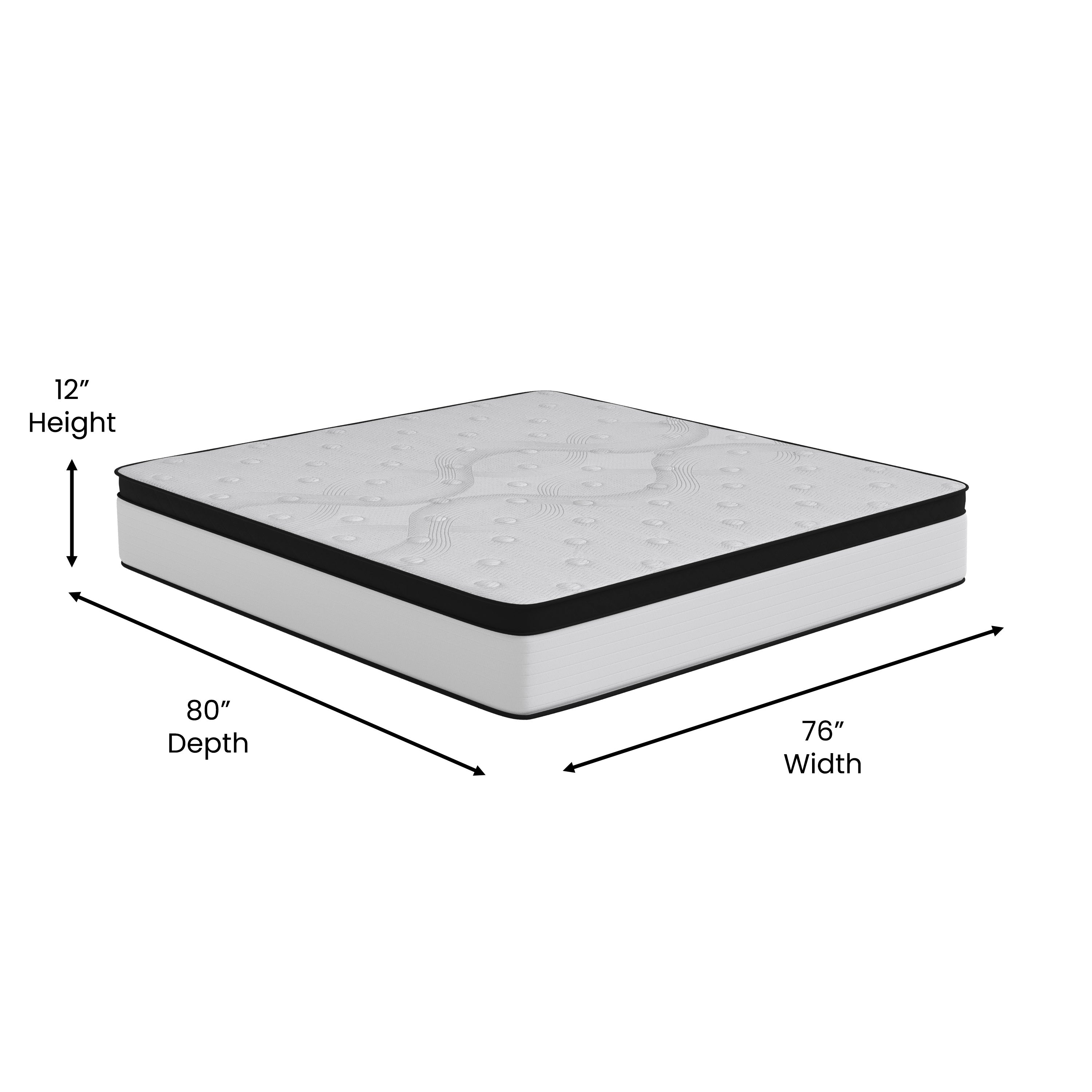 Capri Comfortable Sleep Firm 12 Inch CertiPUR-US Certified Hybrid Pocket Spring Mattress, Extra Firm Feel, Durable Support, King Mattress in a Box