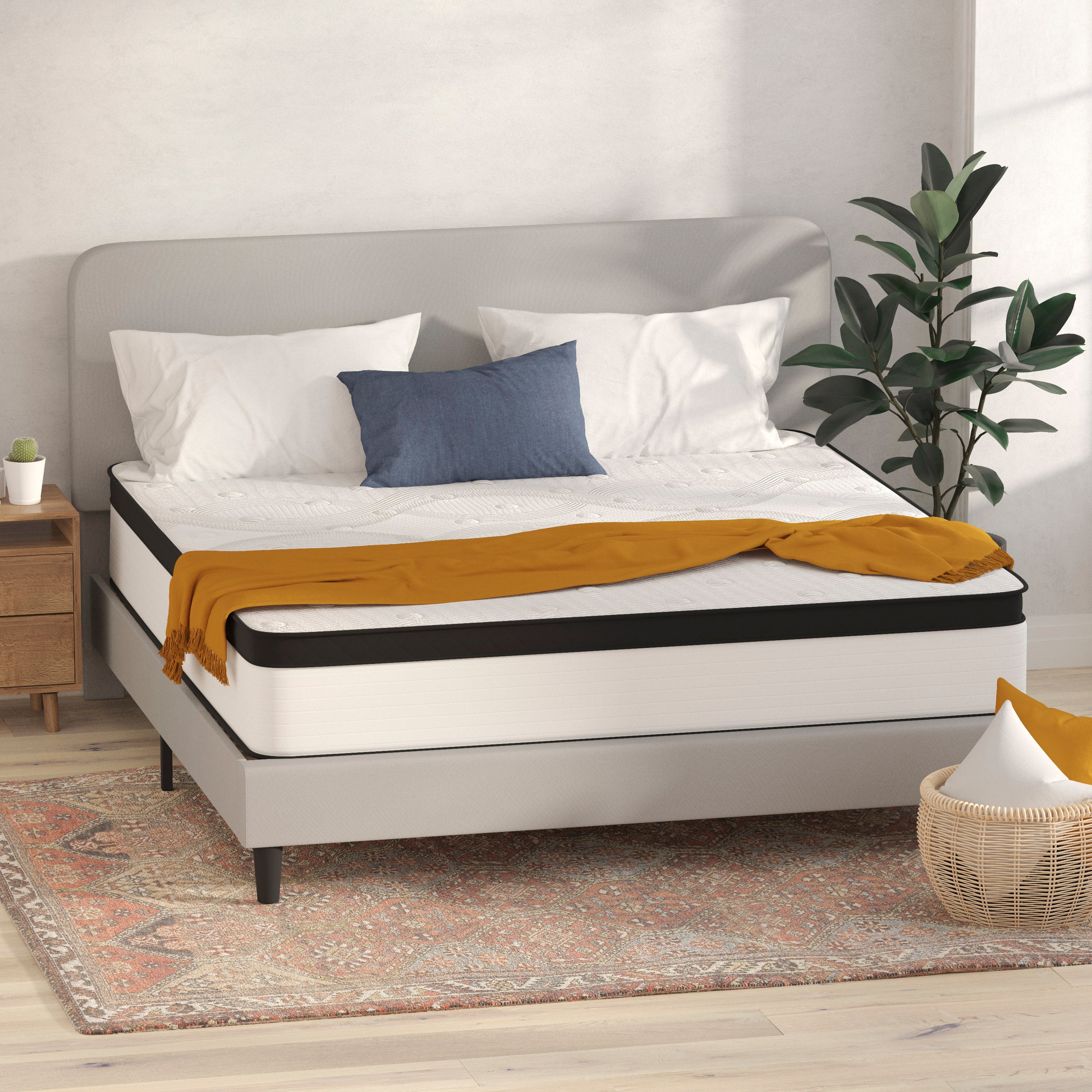 Capri Comfortable Sleep Firm 12 Inch CertiPUR-US Certified Hybrid Pocket Spring Mattress, Extra Firm Feel, Durable Support, King Mattress in a Box