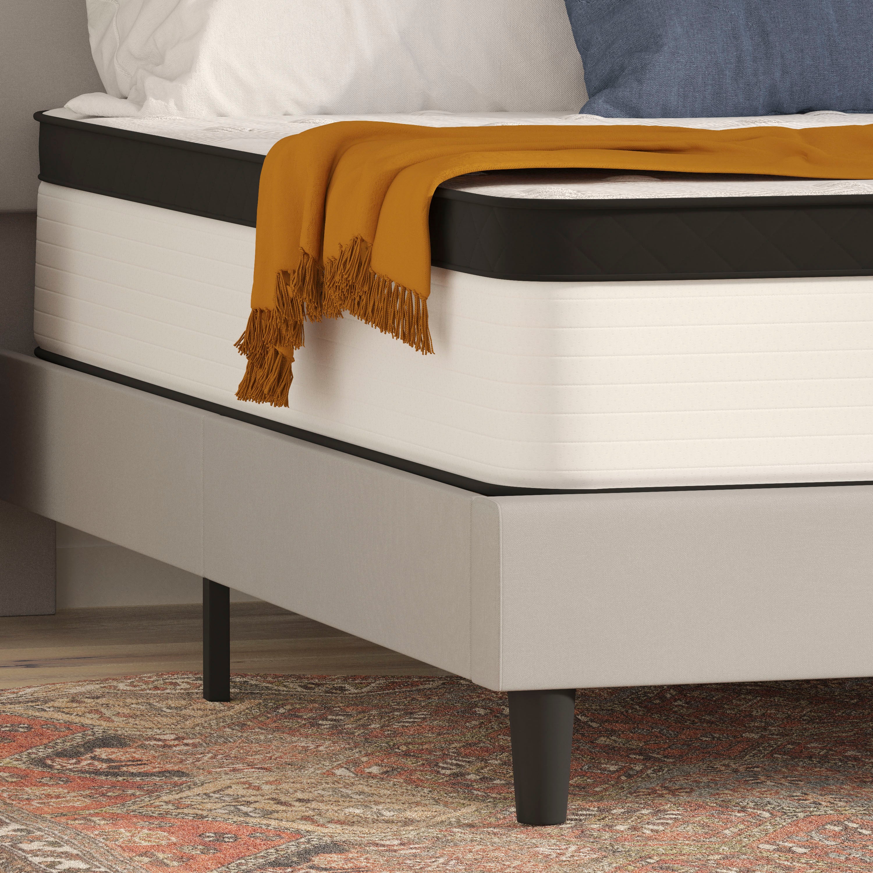 Capri Comfortable Sleep Firm 12 Inch CertiPUR-US Certified Hybrid Pocket Spring Mattress, Extra Firm Feel, Durable Support, King Mattress in a Box