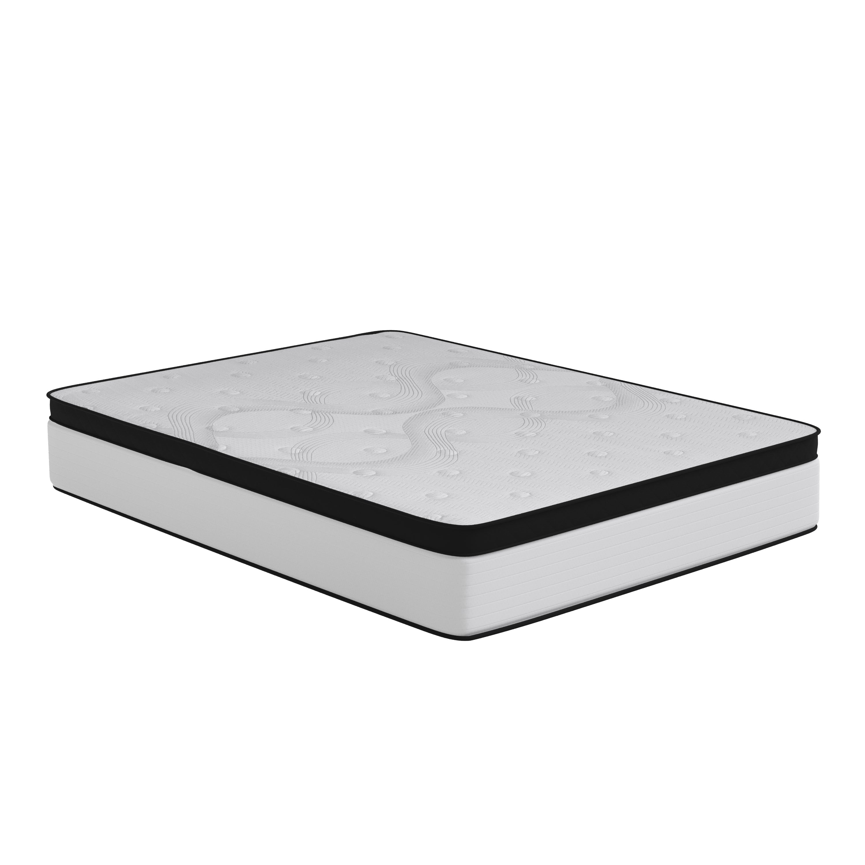 Capri Comfortable Sleep Firm 12 Inch CertiPUR-US Certified Hybrid Pocket Spring Mattress, Extra Firm Feel, Durable Support, Queen Mattress in a Box