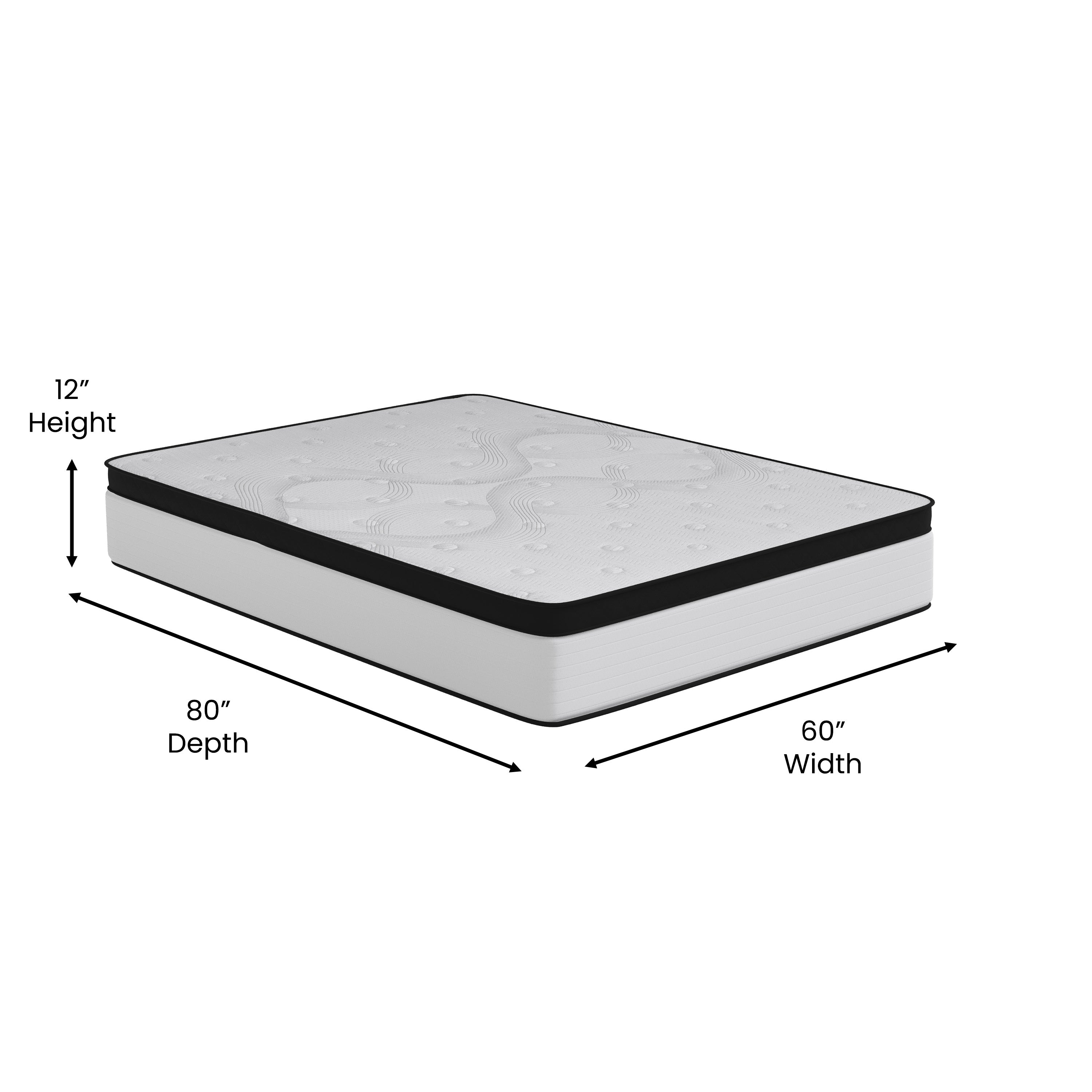 Capri Comfortable Sleep Firm 12 Inch CertiPUR-US Certified Hybrid Pocket Spring Mattress, Extra Firm Feel, Durable Support, Queen Mattress in a Box