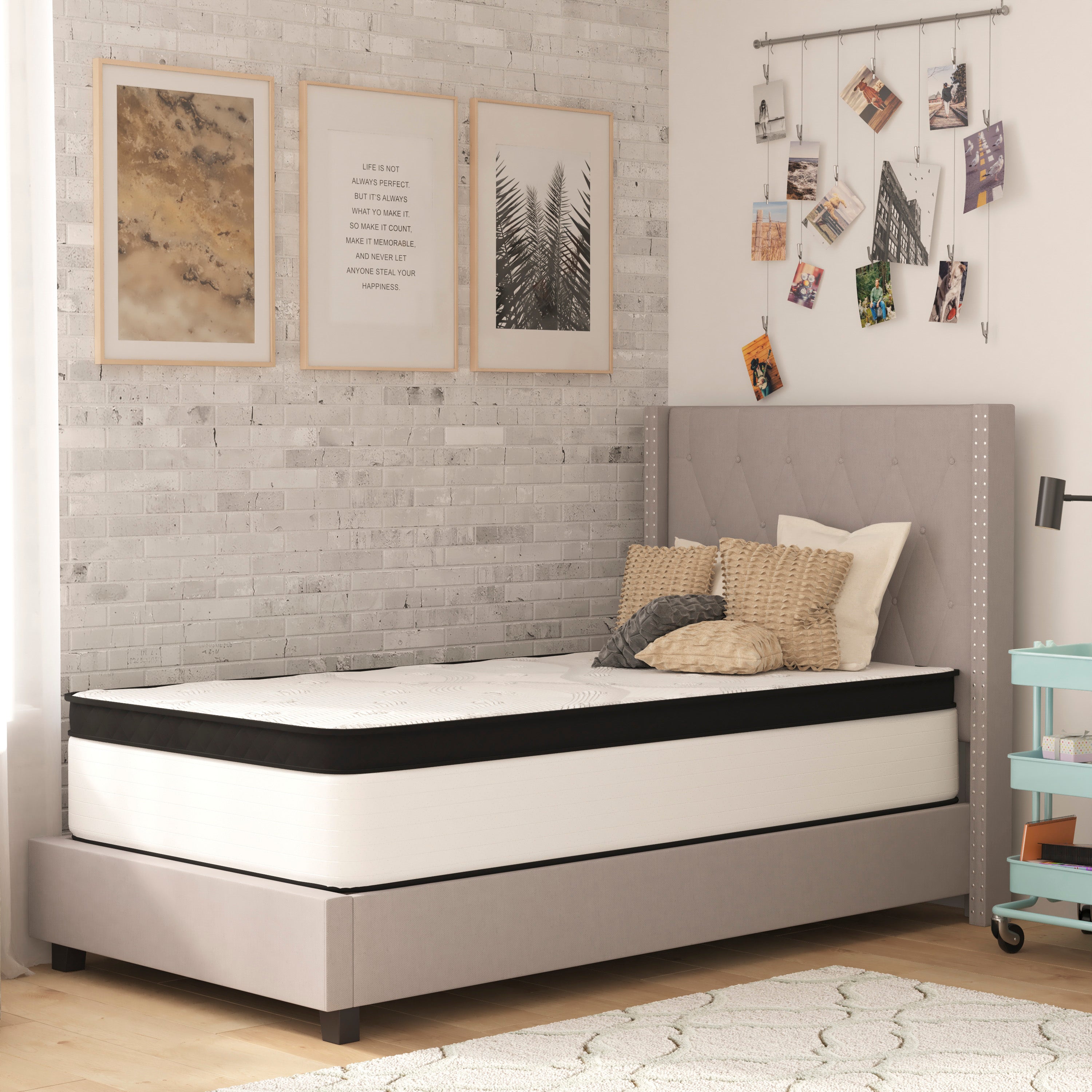 Capri Comfortable Sleep Firm 12 Inch CertiPUR-US Certified Hybrid Pocket Spring Mattress, Extra Firm Feel, Durable Support, Twin Mattress in a Box