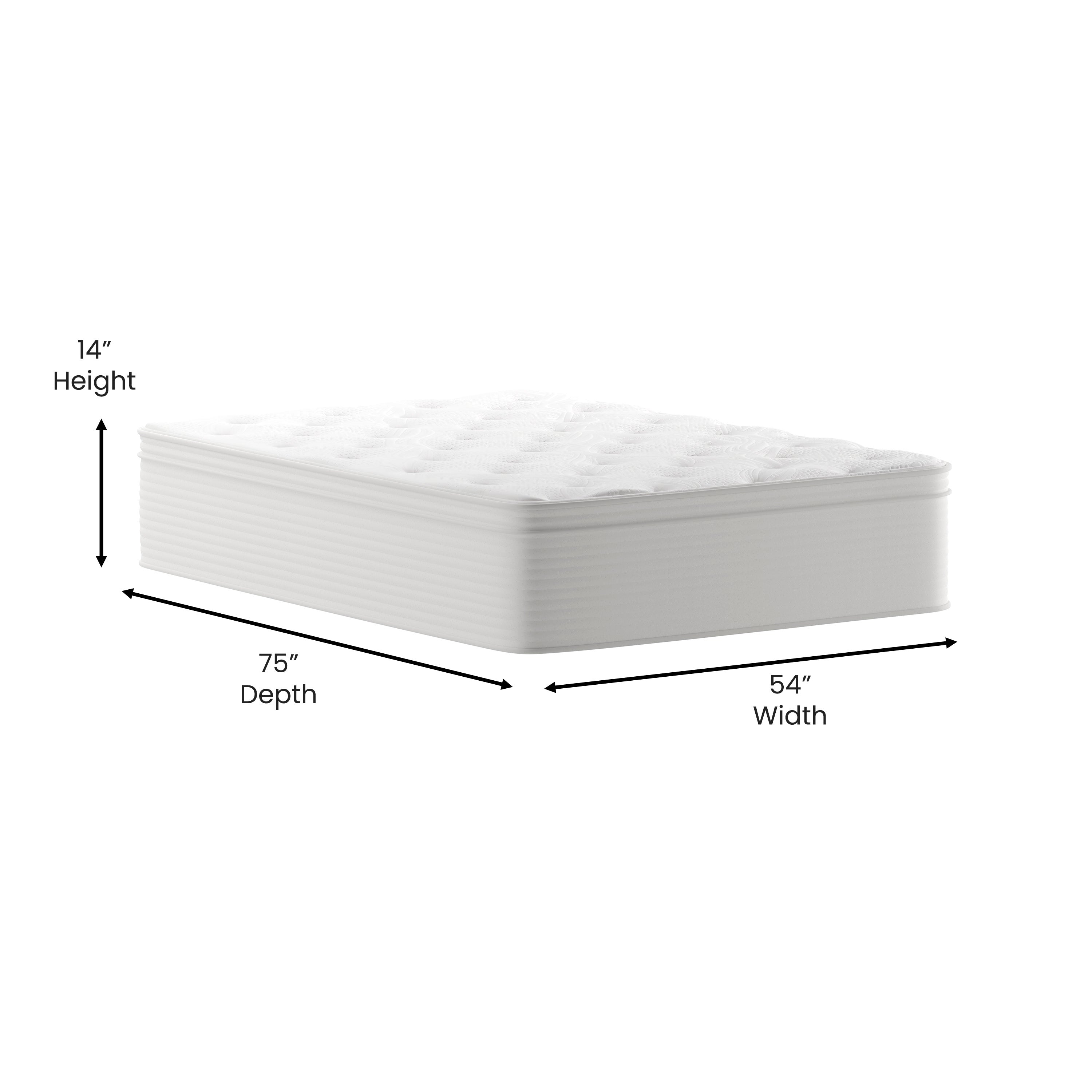 Vista Hospitality Grade Commercial Full Mattress in a Box 14 Inch, Premium Memory Foam Hybrid Pocket Spring Mattress with Reinforced Edge Support
