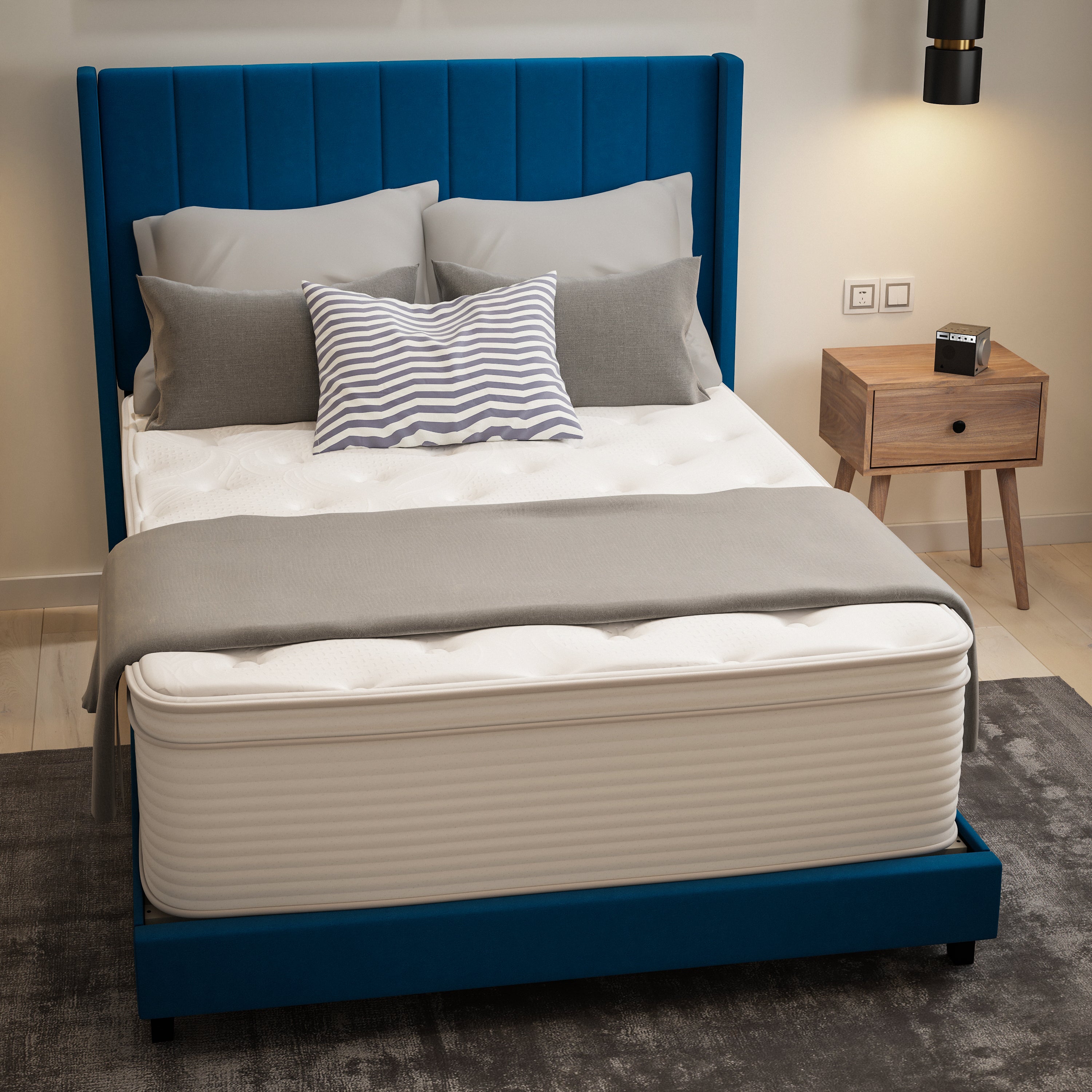 Vista Hospitality Grade Commercial Full Mattress in a Box 14 Inch, Premium Memory Foam Hybrid Pocket Spring Mattress with Reinforced Edge Support