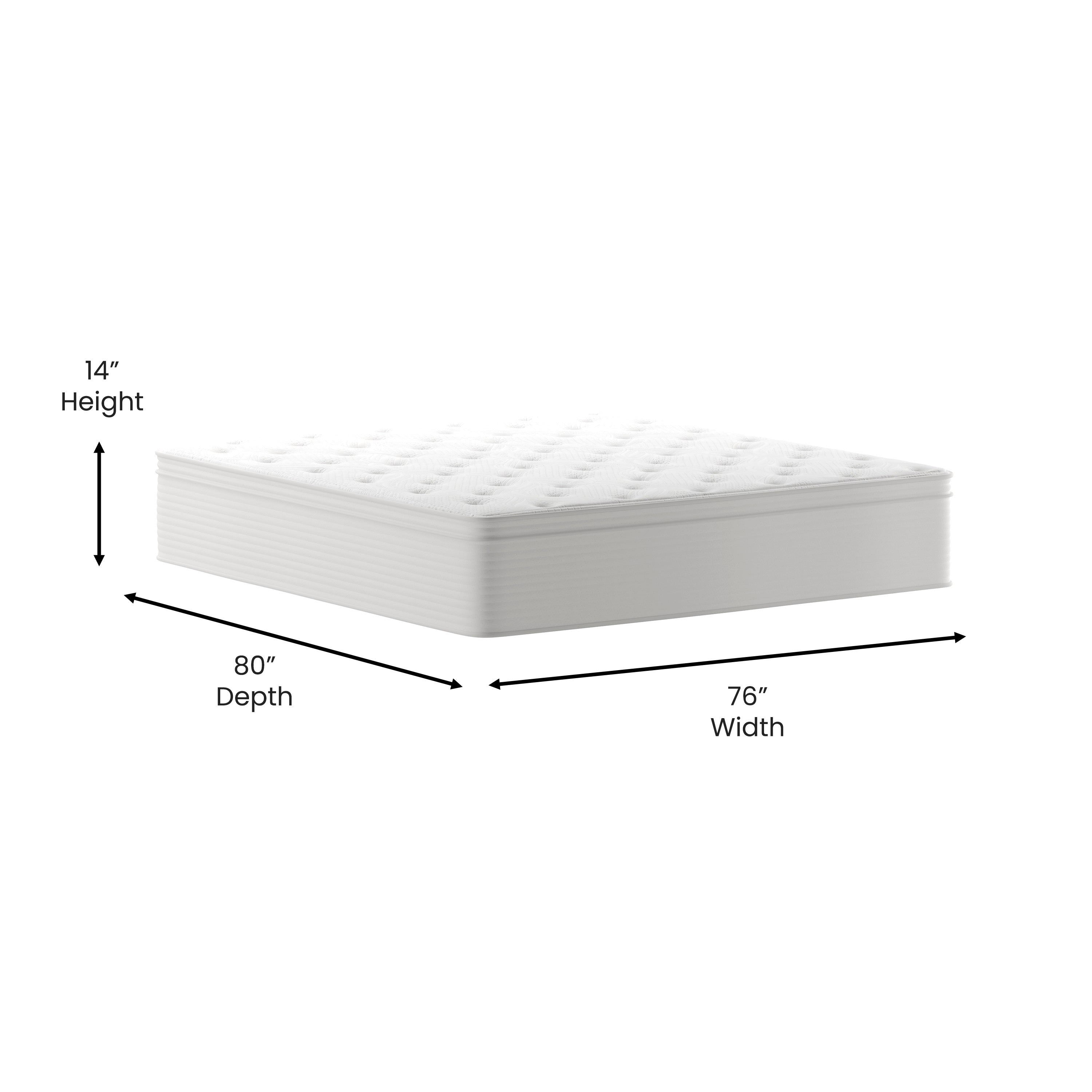Vista Hospitality Grade Commercial King Mattress in a Box 14 Inch, Premium Memory Foam Hybrid Pocket Spring Mattress with Reinforced Edge Support