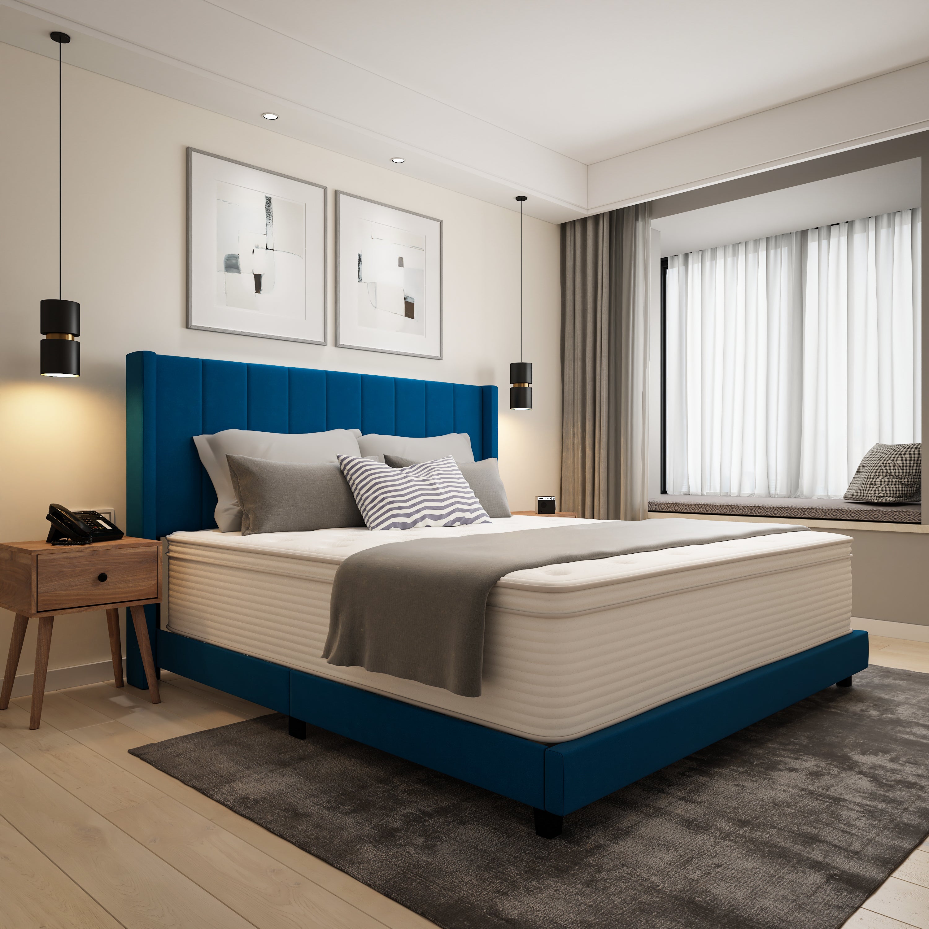 Vista Hospitality Grade Commercial King Mattress in a Box 14 Inch, Premium Memory Foam Hybrid Pocket Spring Mattress with Reinforced Edge Support
