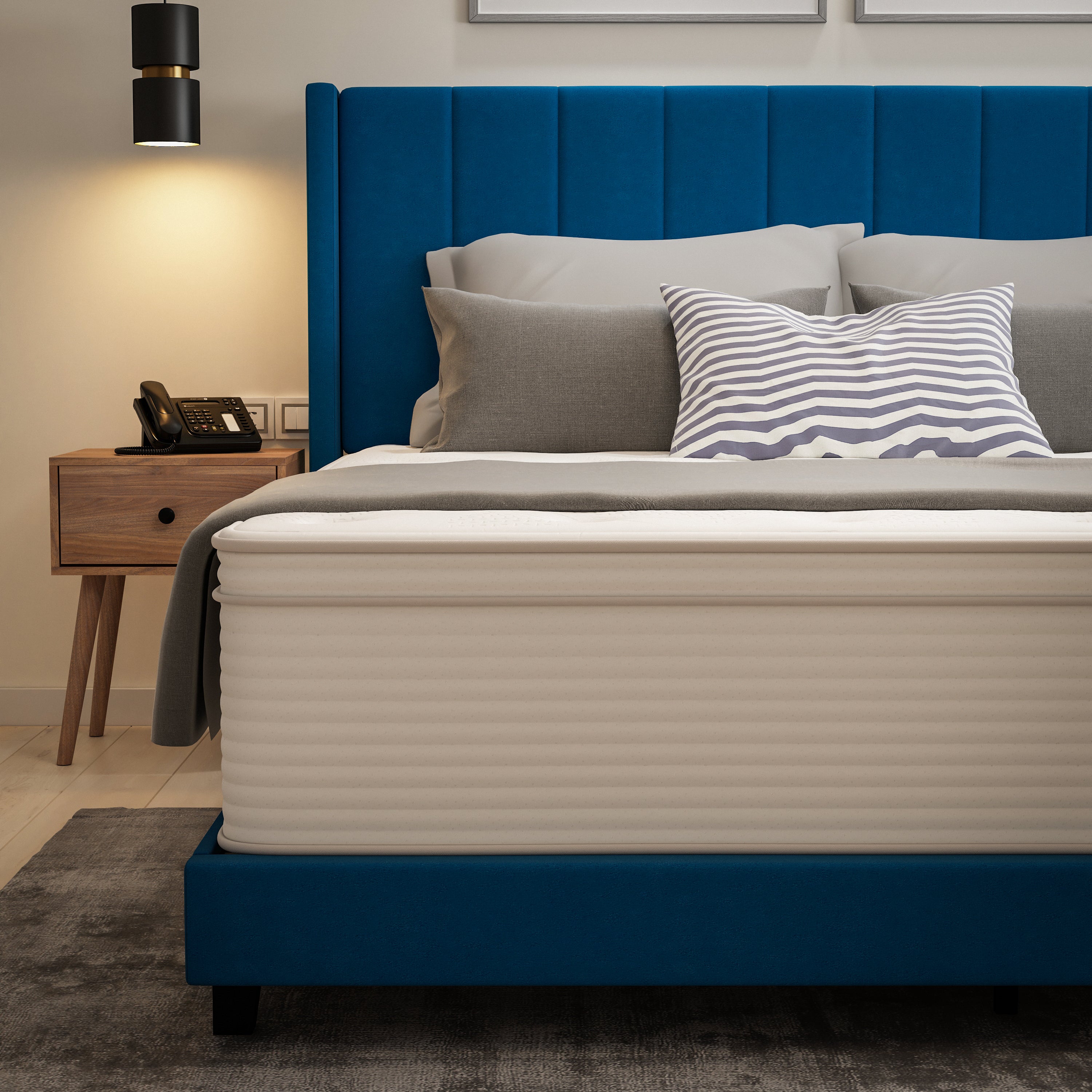 Vista Hospitality Grade Commercial King Mattress in a Box 14 Inch, Premium Memory Foam Hybrid Pocket Spring Mattress with Reinforced Edge Support