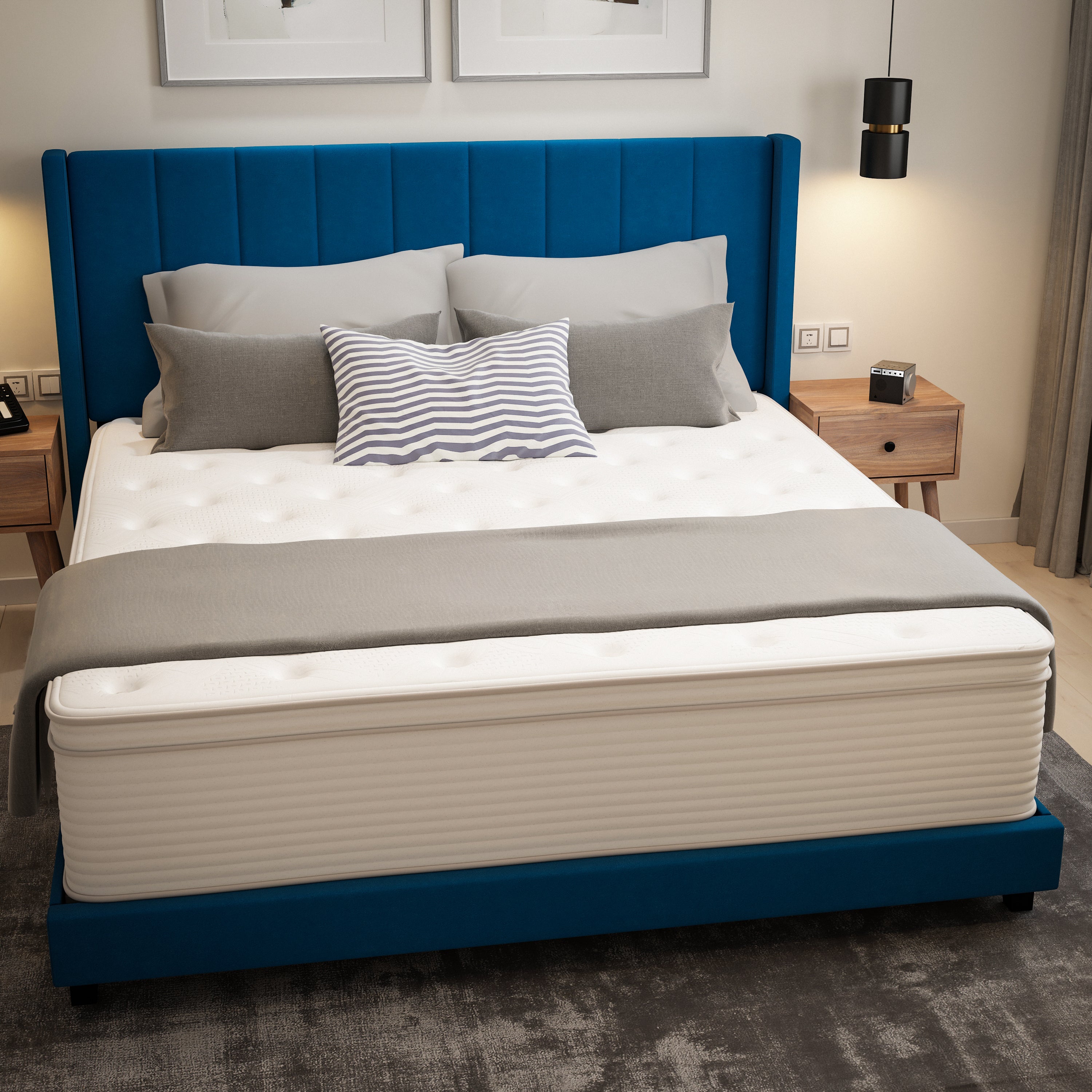 Vista Hospitality Grade Commercial King Mattress in a Box 14 Inch, Premium Memory Foam Hybrid Pocket Spring Mattress with Reinforced Edge Support