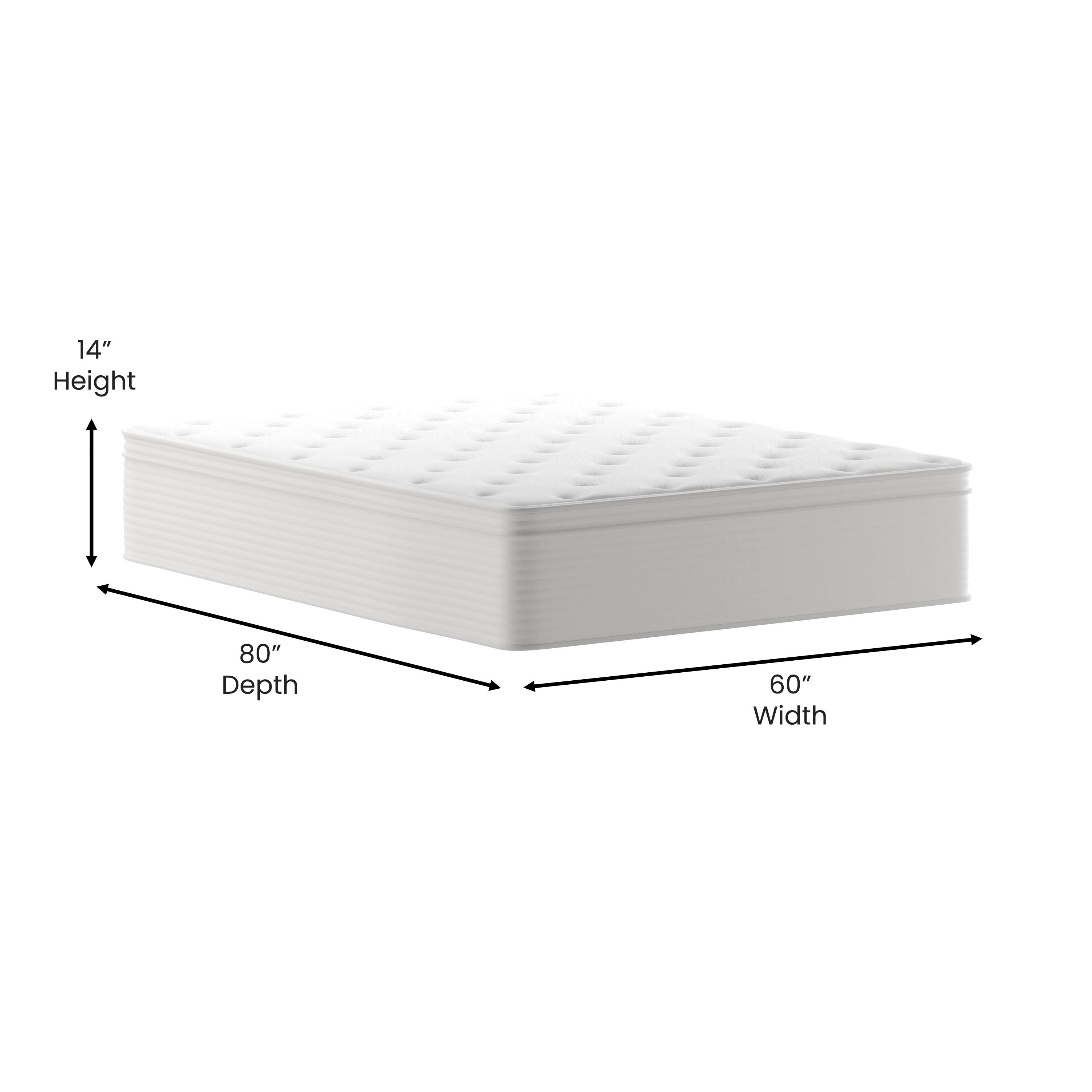 Vista Hospitality Grade Commercial Queen Mattress in a Box 14 Inch, Premium Memory Foam Hybrid Pocket Spring Mattress with Reinforced Edge Support