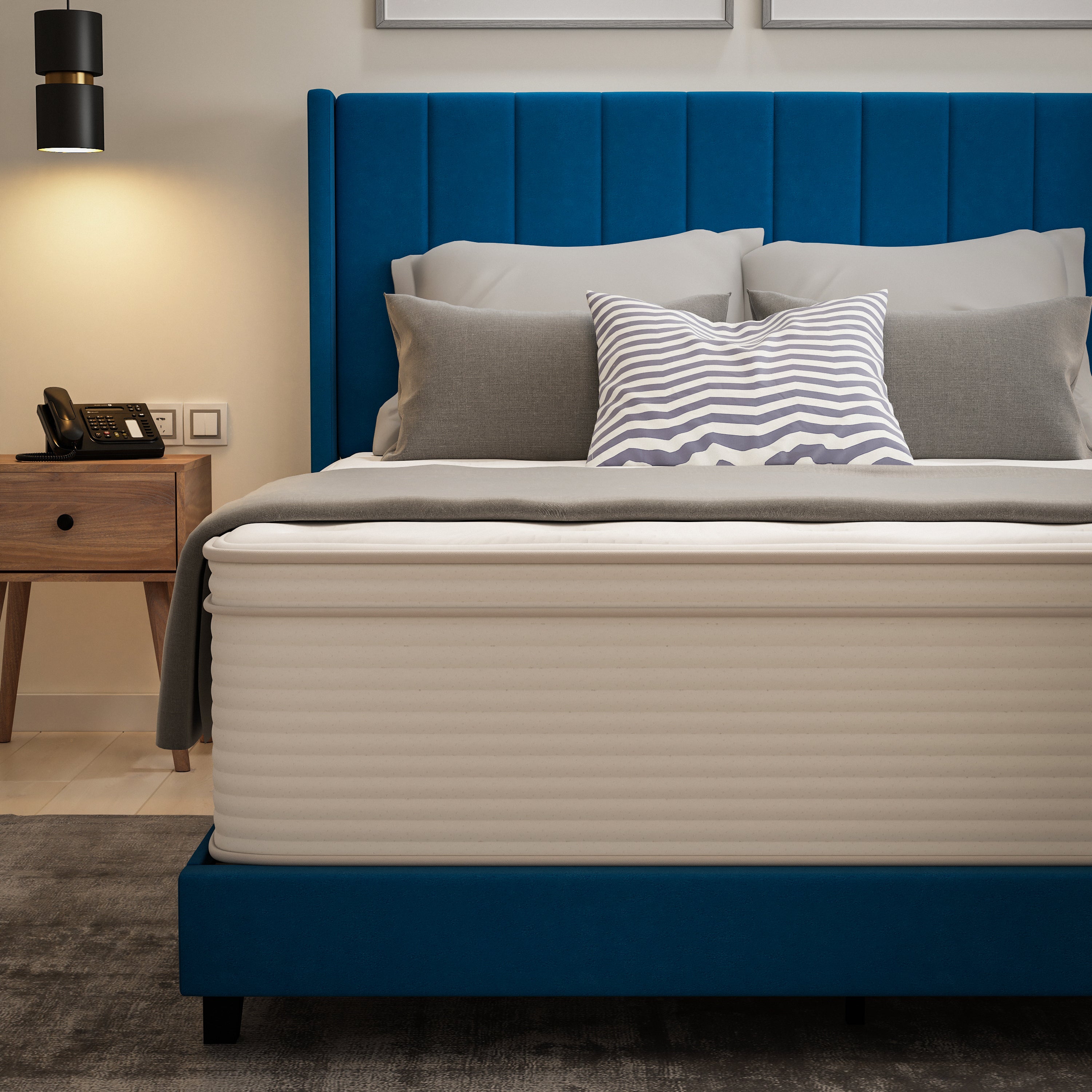 Vista Hospitality Grade Commercial Queen Mattress in a Box 14 Inch, Premium Memory Foam Hybrid Pocket Spring Mattress with Reinforced Edge Support