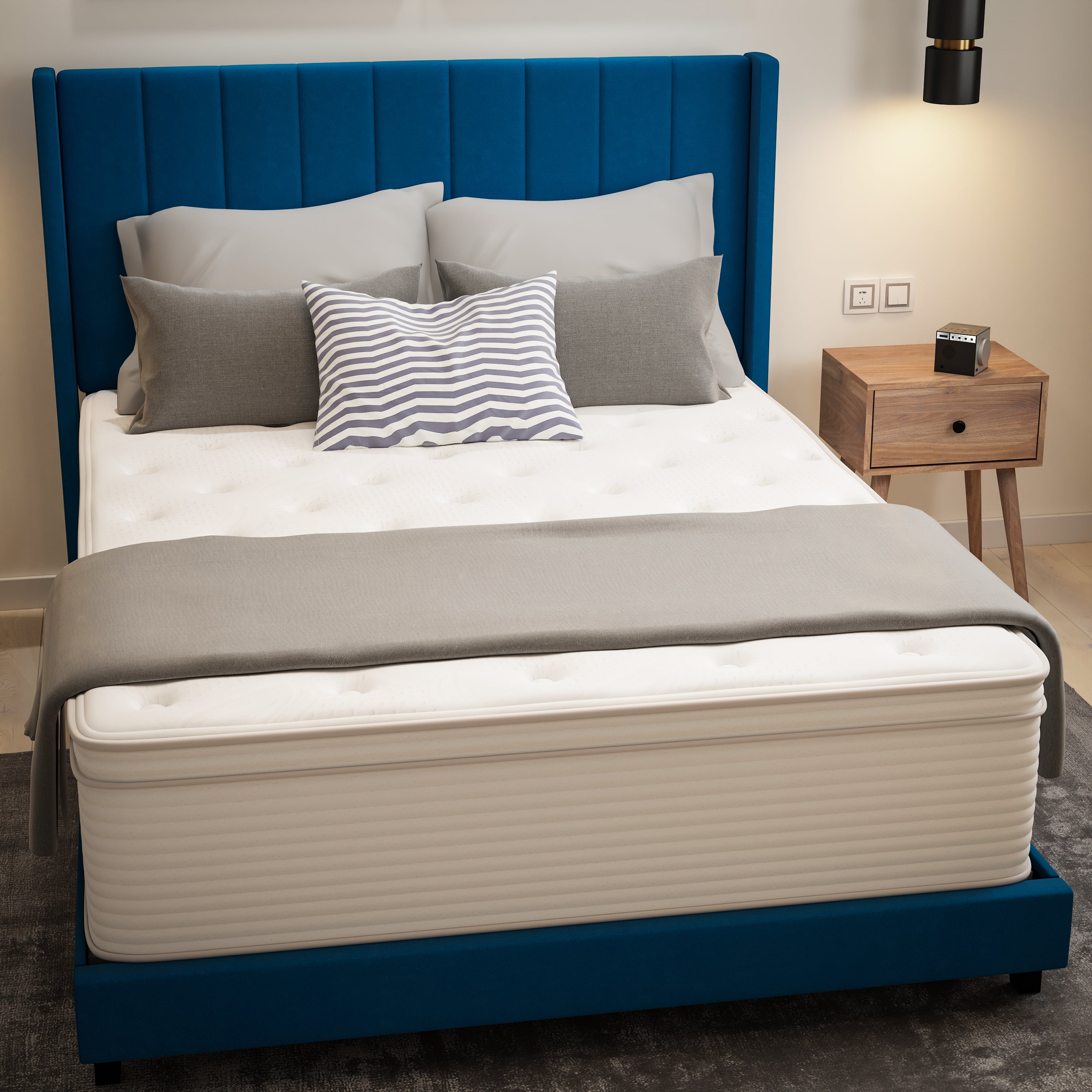 Vista Hospitality Grade Commercial Queen Mattress in a Box 14 Inch, Premium Memory Foam Hybrid Pocket Spring Mattress with Reinforced Edge Support