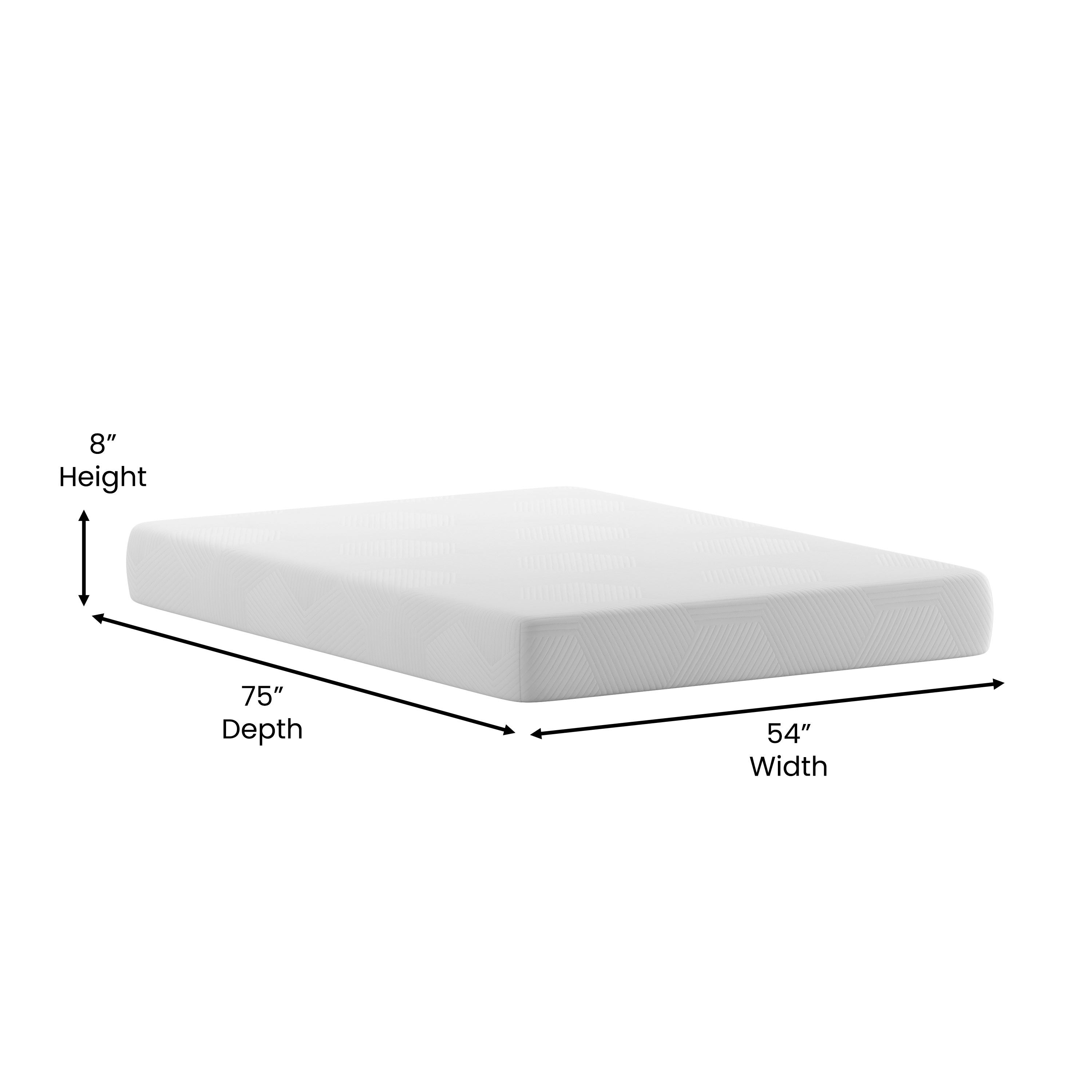 Jasmine Charcoal & Green Tea Cooling Gel Memory Foam 8 Inch CertiPUR-US, Supportive Pressure Relief, Full Mattress in a Box