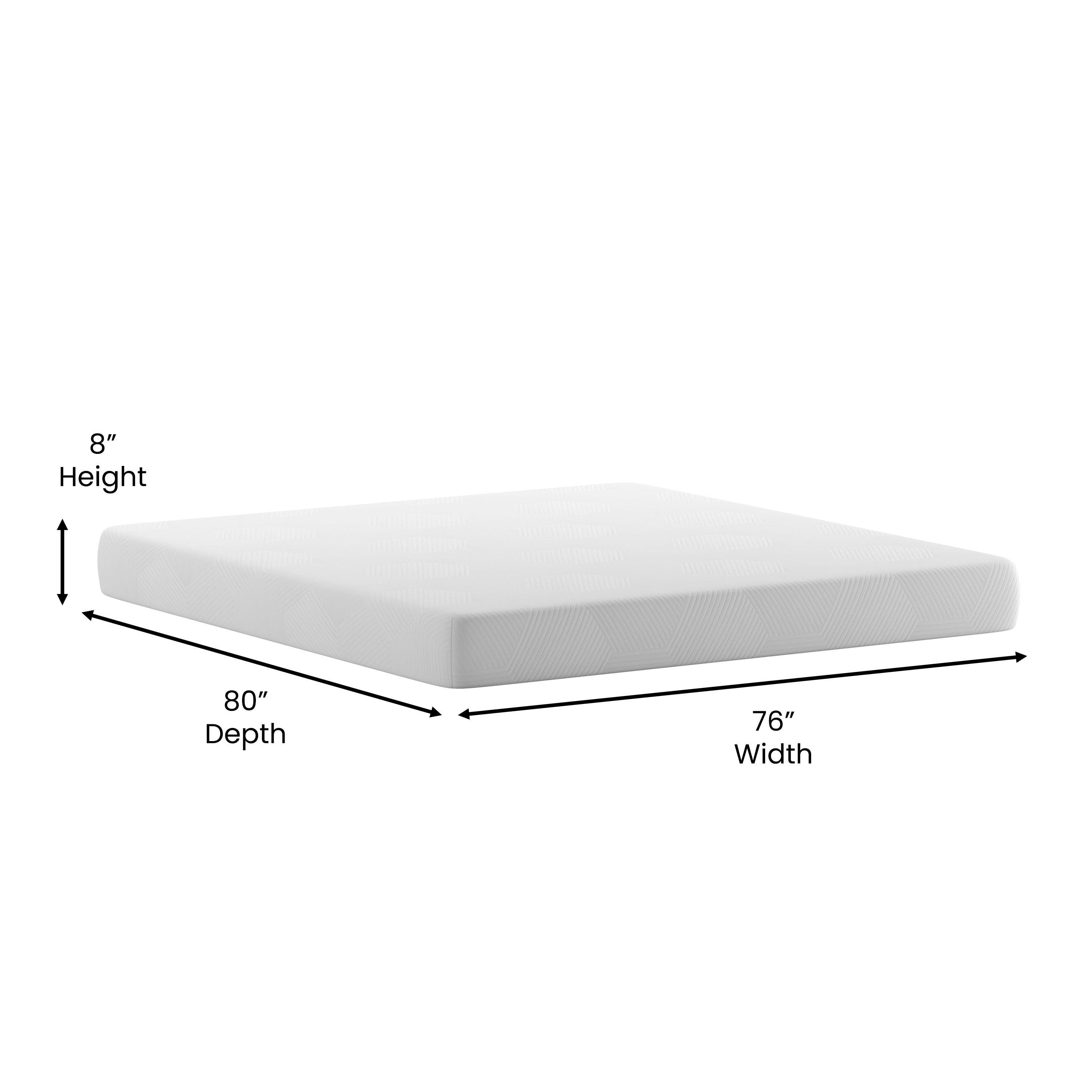 Jasmine Charcoal & Green Tea Cooling Gel Memory Foam 8 Inch CertiPUR-US, Supportive Pressure Relief, King Mattress in a Box