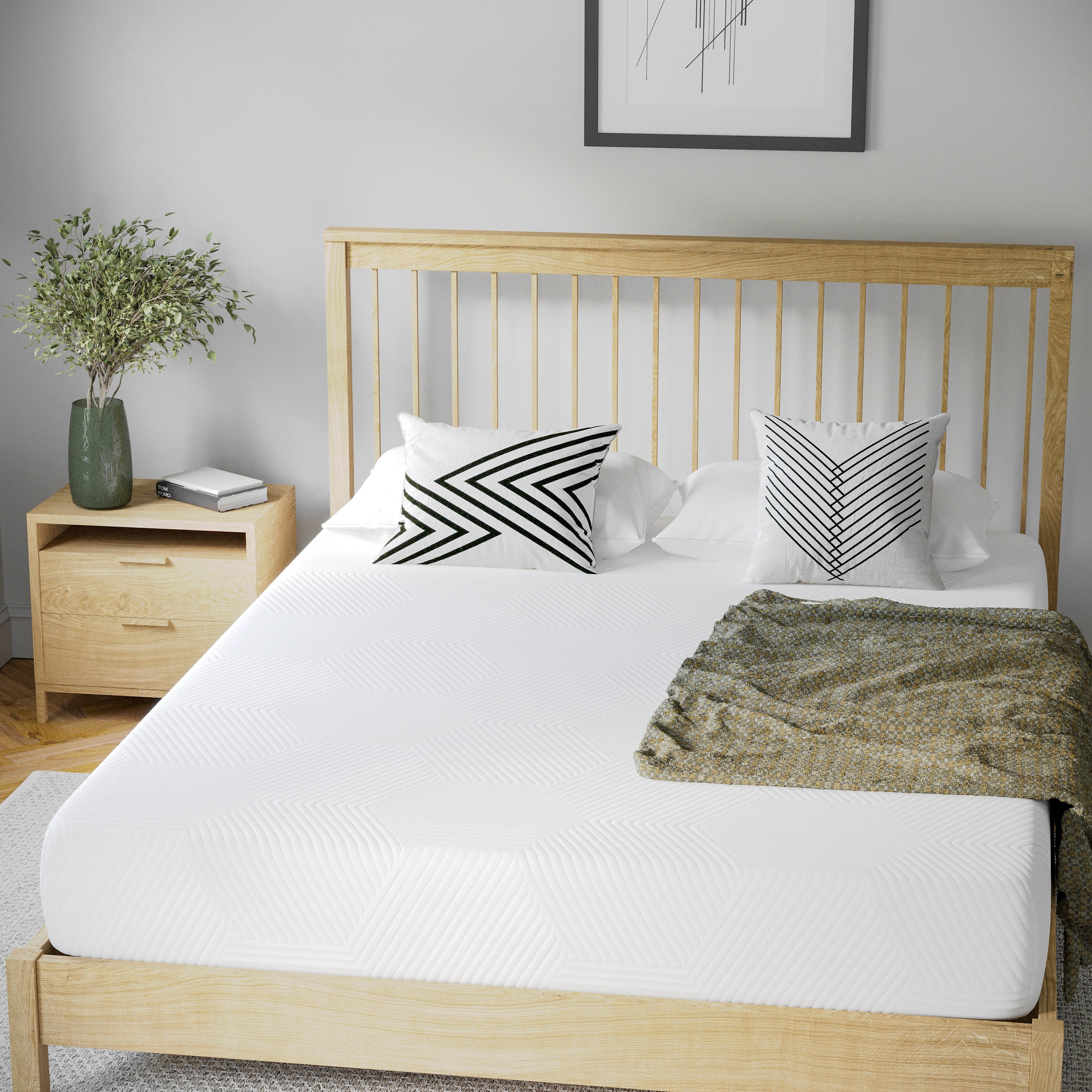 Jasmine Charcoal & Green Tea Cooling Gel Memory Foam 8 Inch CertiPUR-US, Supportive Pressure Relief, Queen Mattress in a Box