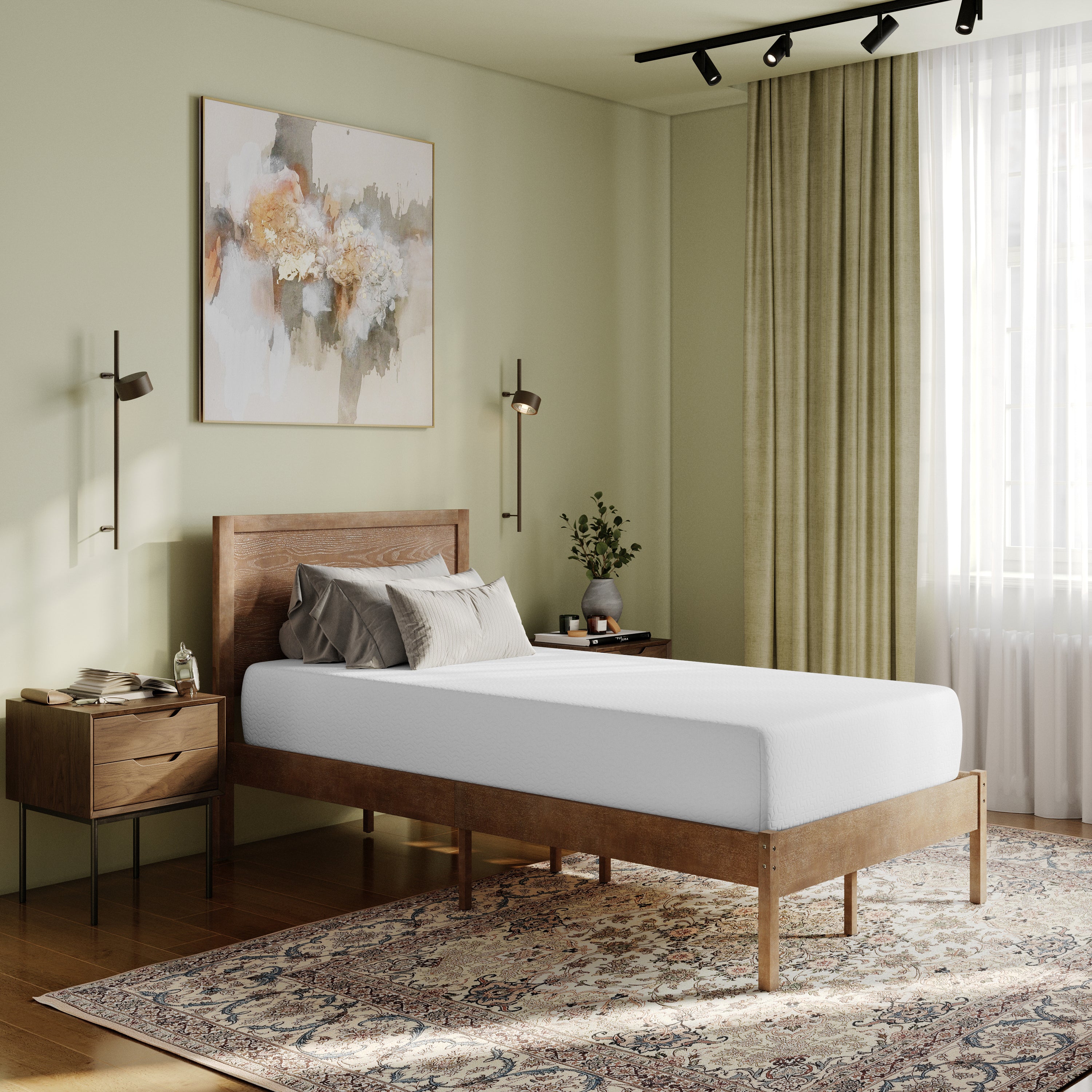 Cloud Green Tea Cooling Gel 4-Layer Memory Foam 10" Twin Mattress in a Box with CertiPUR-US Certification, Washable Cover, and Pressure Relief