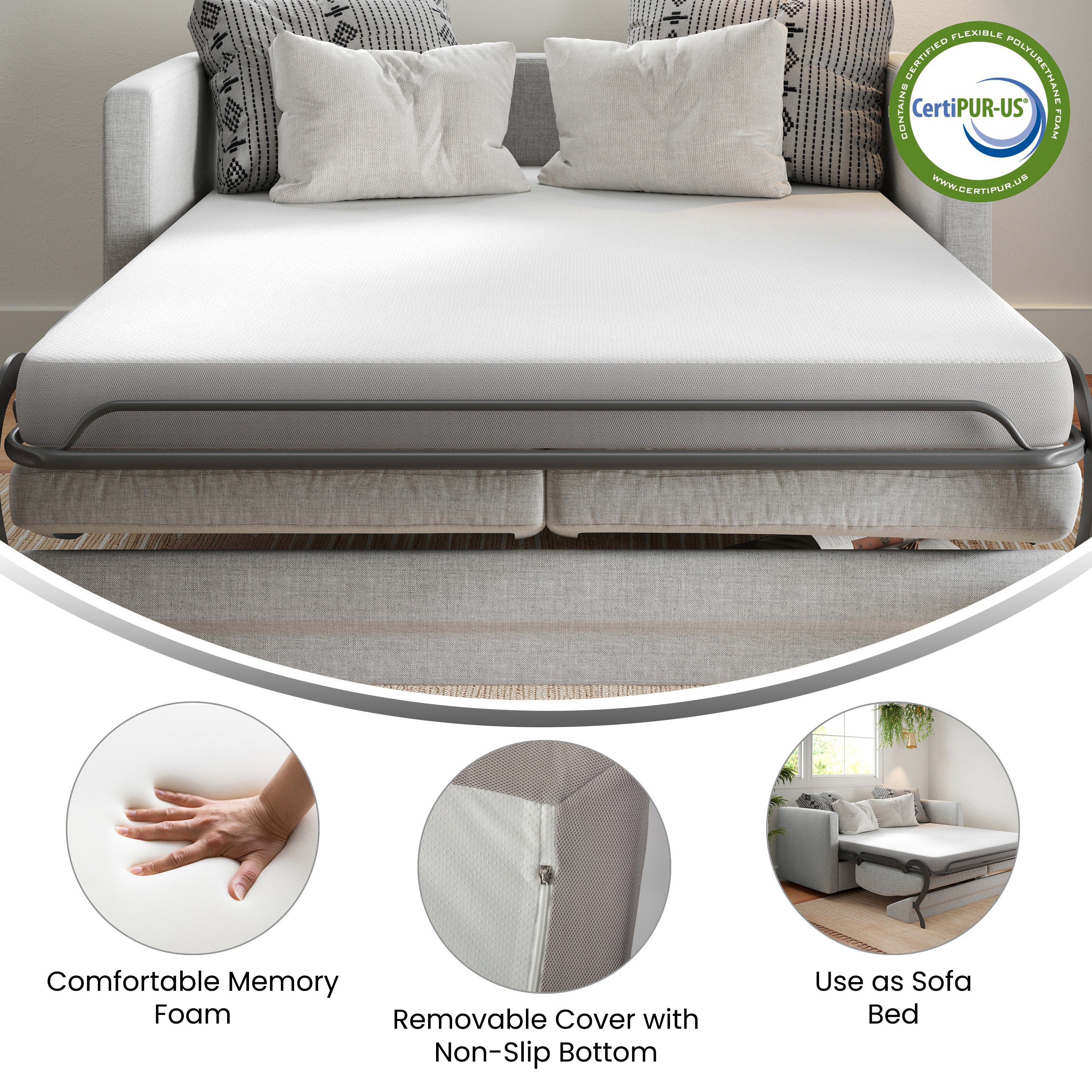 Cloud 4" Cooling Memory Foam Full Mattress in a Box for Sleeper Sofas, Dorm, Boat, or RV Use