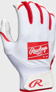 Rawlings Youth Clout Batting Gloves - Large - White/Scarlet
