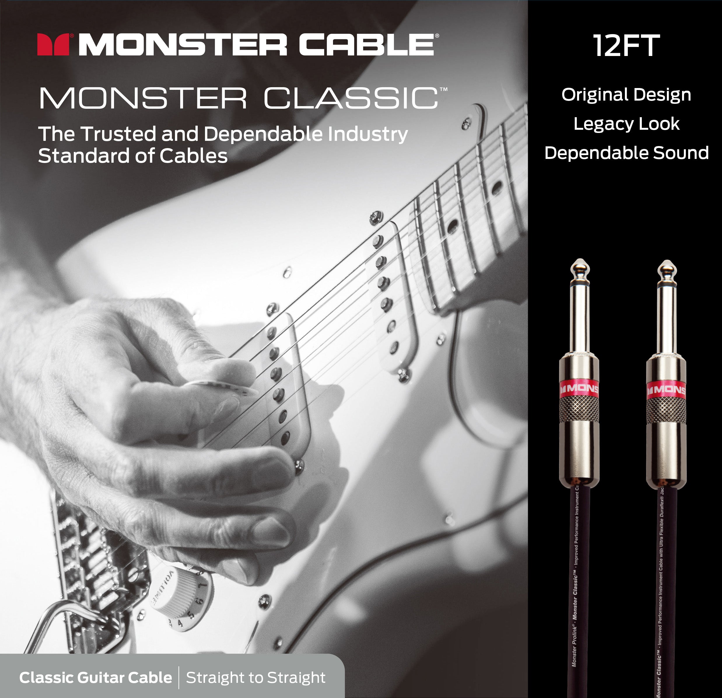Monster CLAS-I-12WW Prolink Monster Classic 1/4" Instrument Cable. 12 ft - Straight to Straight
