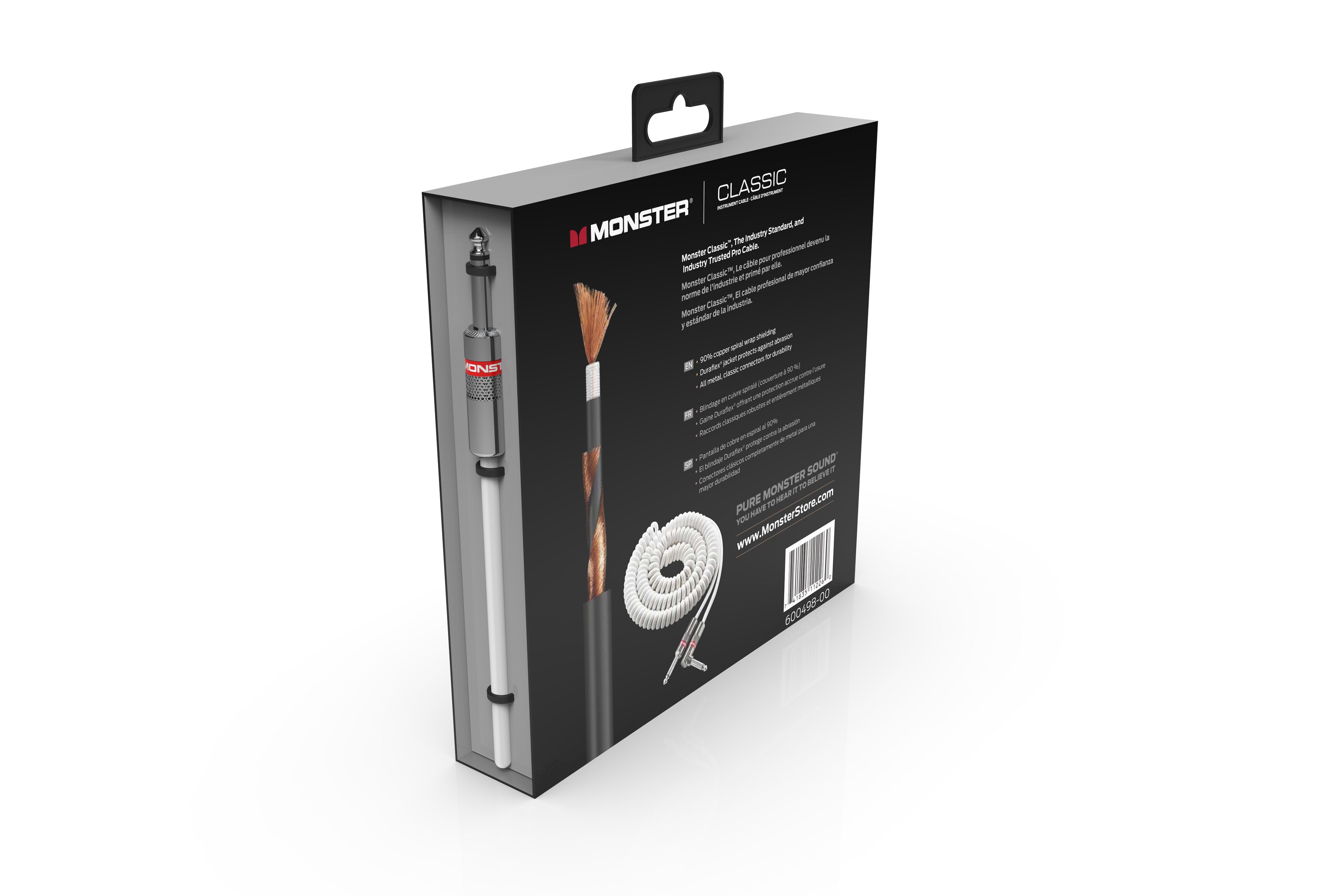 Monster CLAS-I-21ACWHWW Prolink Monster Classic 1/4" Instrument Cable. 12 ft - Coiled. White